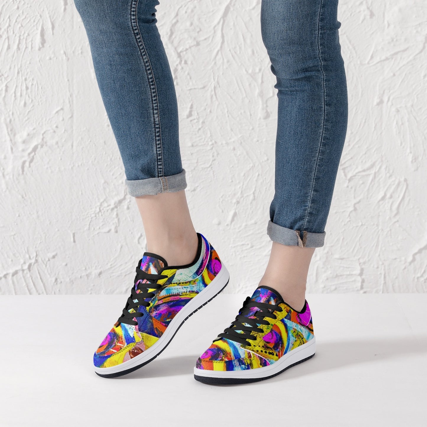 Rhythm of Life Low-Top Leather Sneakers - White/Black