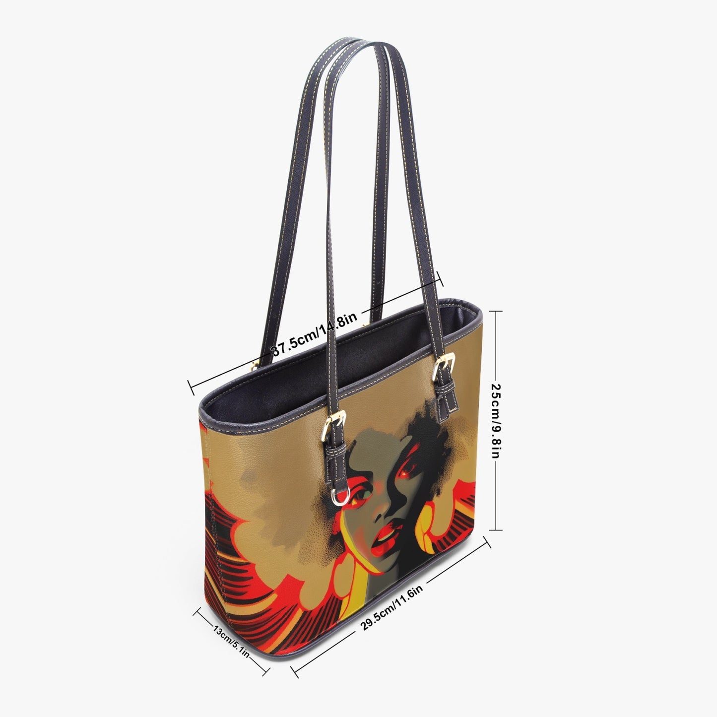 Psychedelic Woman Medium Leather Tote Bag for Women