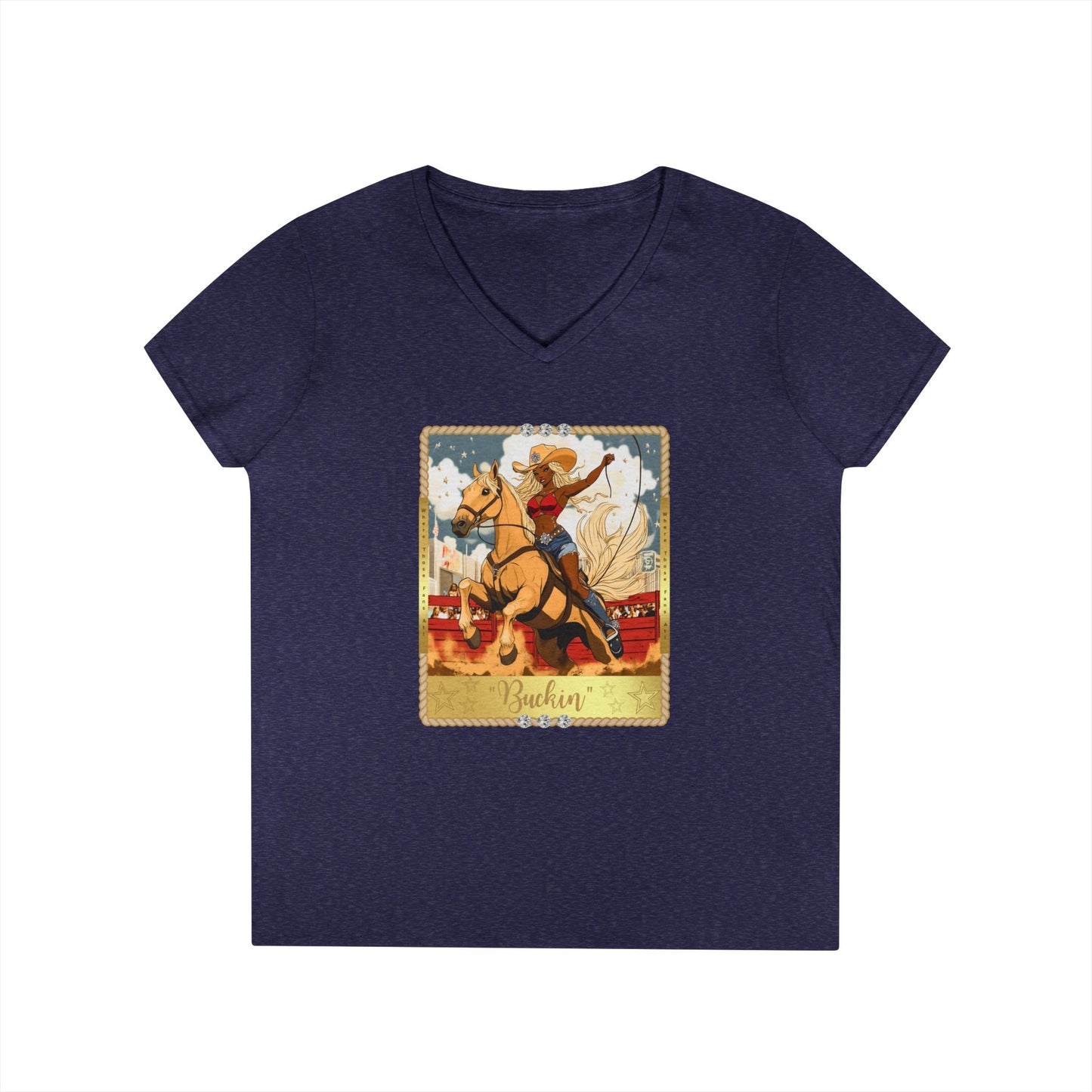 Vintage Cowgirl V-Neck T-Shirt, Cute Graphic Tee, Western Style Shirt, Country Outfit, Gift for Horse Lovers, Summer Fashion