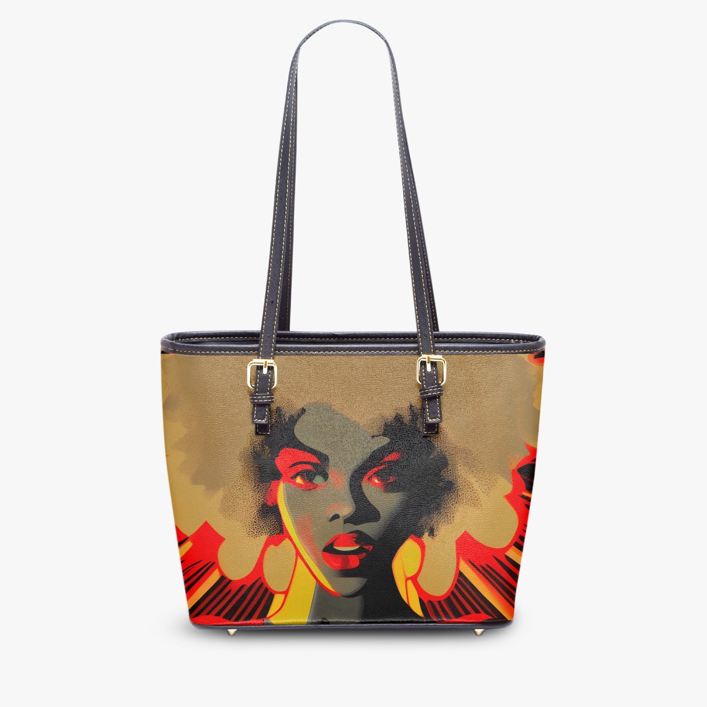 Psychedelic Woman Medium Leather Tote Bag for Women