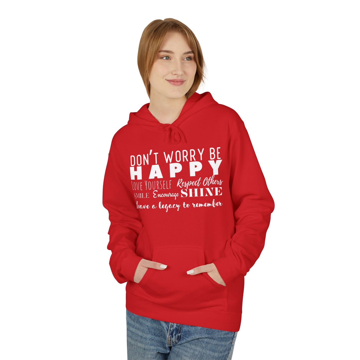 "Happy" Cozy Unisex Midweight Softstyle Fleece Hoodie