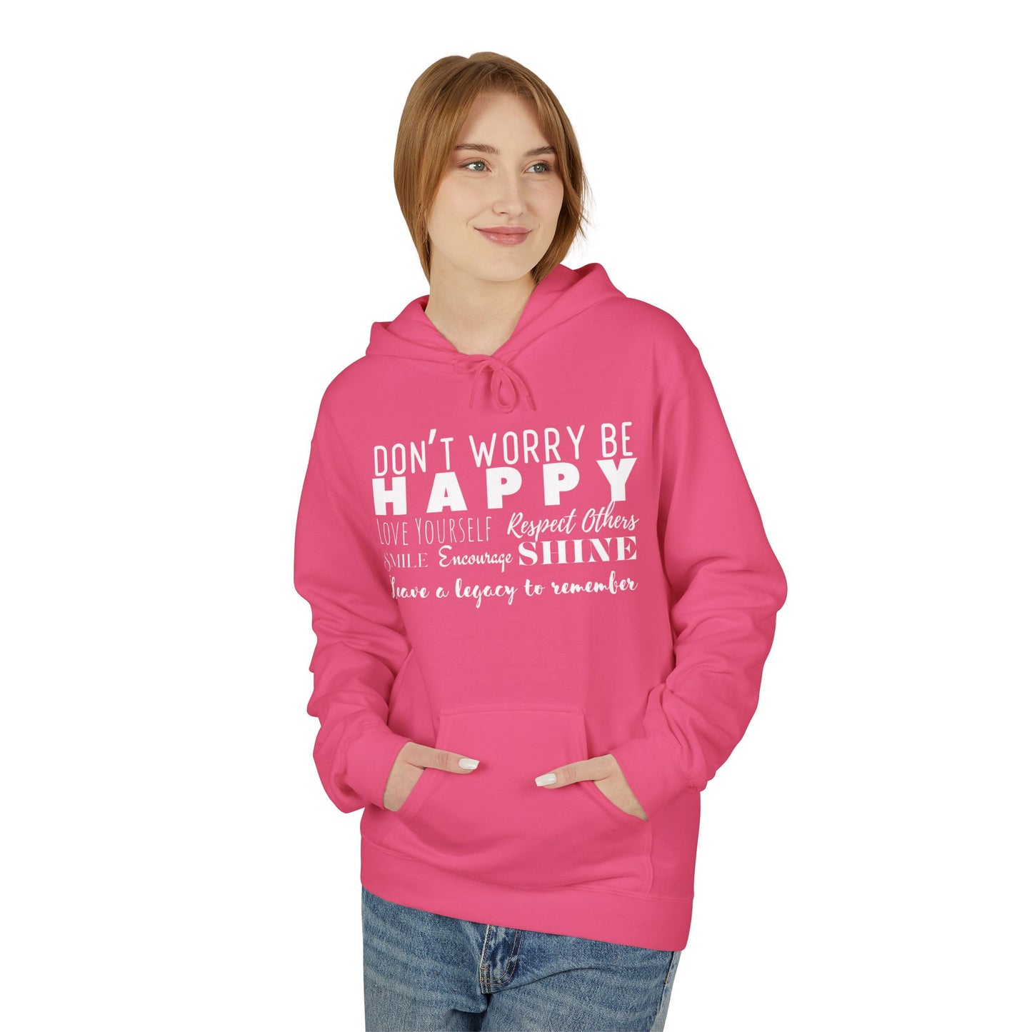 "Happy" Cozy Unisex Midweight Softstyle Fleece Hoodie
