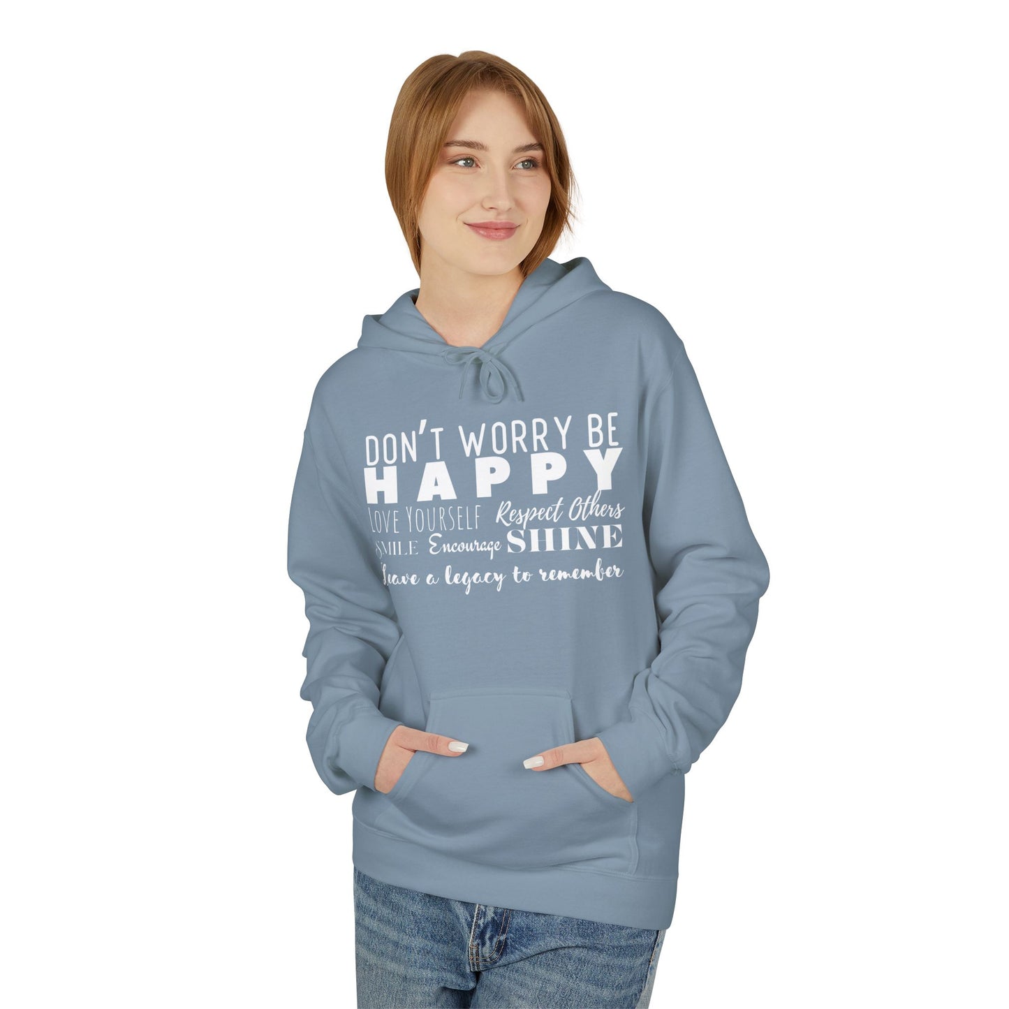"Happy" Cozy Unisex Midweight Softstyle Fleece Hoodie