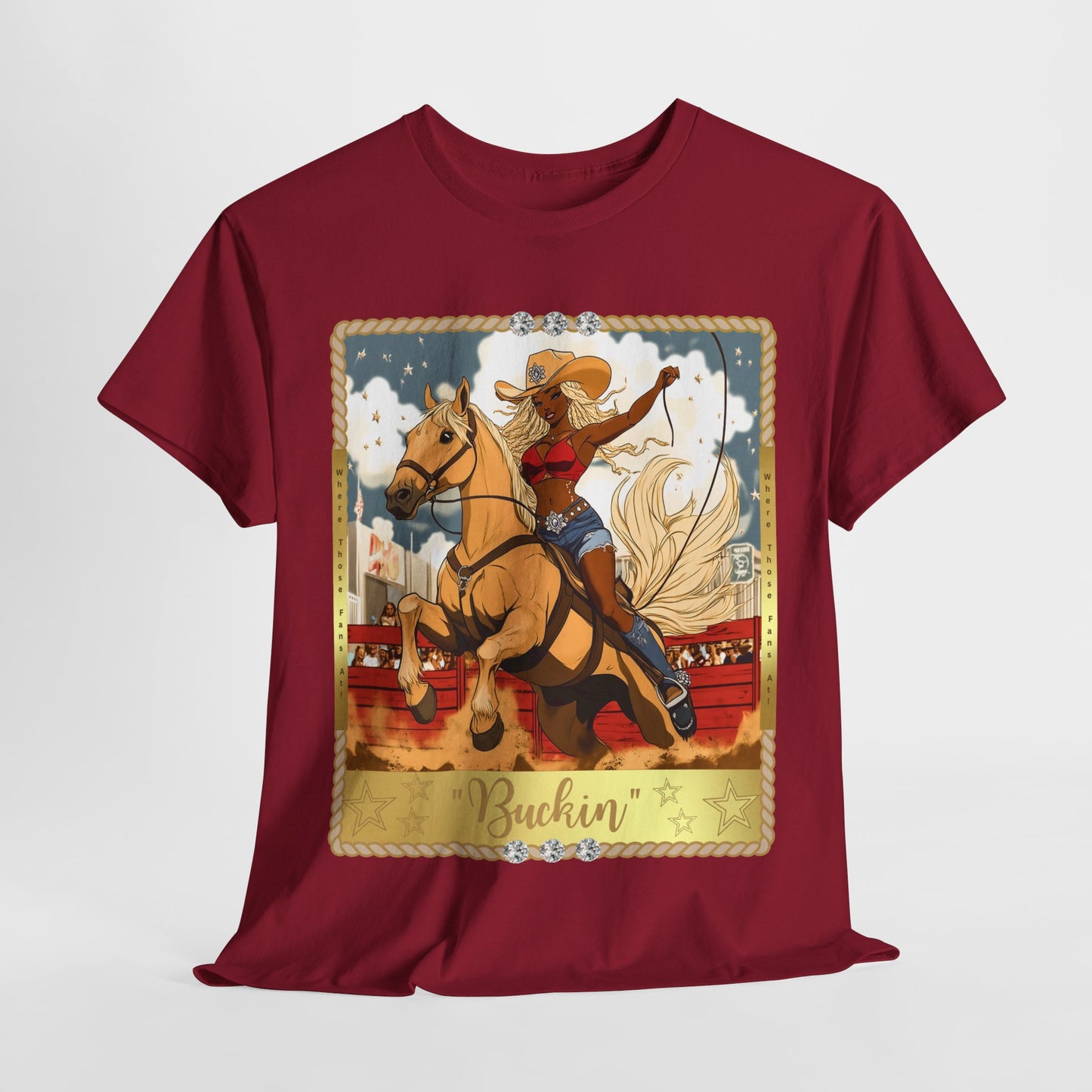 Buchin' Unisex Heavy Cotton Tee - Fun Western Cowboy T-Shirt