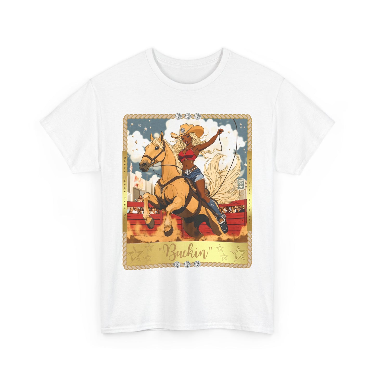 Buchin' Unisex Heavy Cotton Tee - Fun Western Cowboy T-Shirt