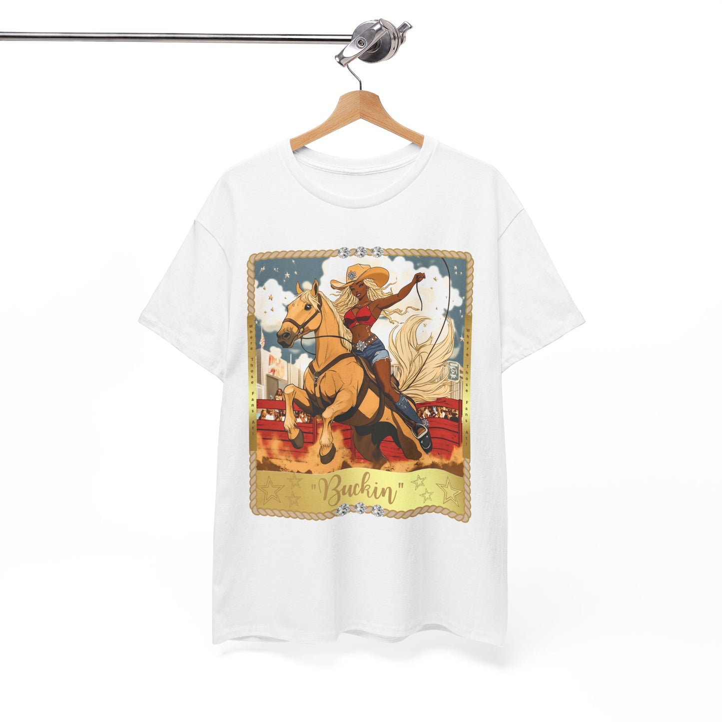 Buchin' Unisex Heavy Cotton Tee - Fun Western Cowboy T-Shirt
