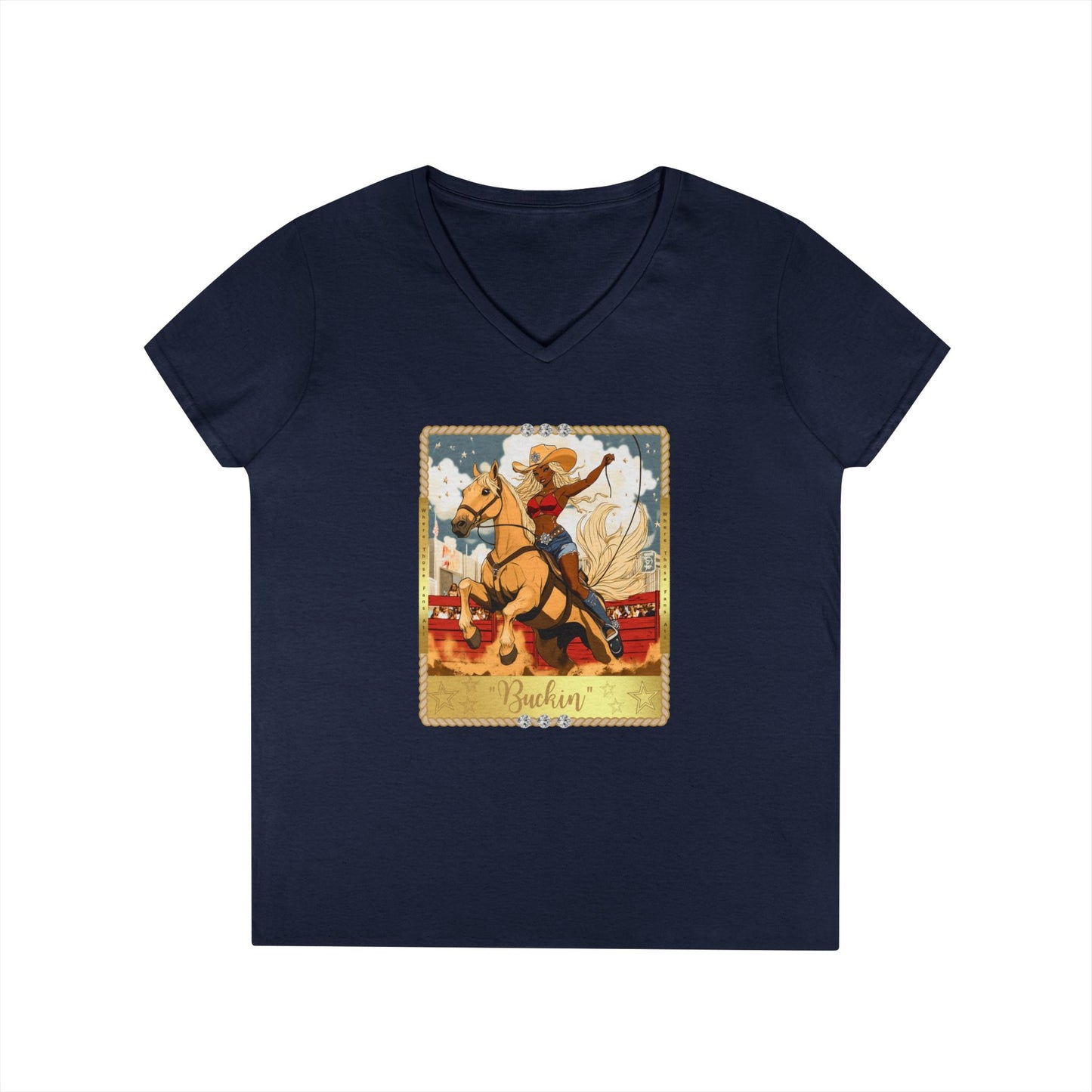 Vintage Cowgirl V-Neck T-Shirt, Cute Graphic Tee, Western Style Shirt, Country Outfit, Gift for Horse Lovers, Summer Fashion