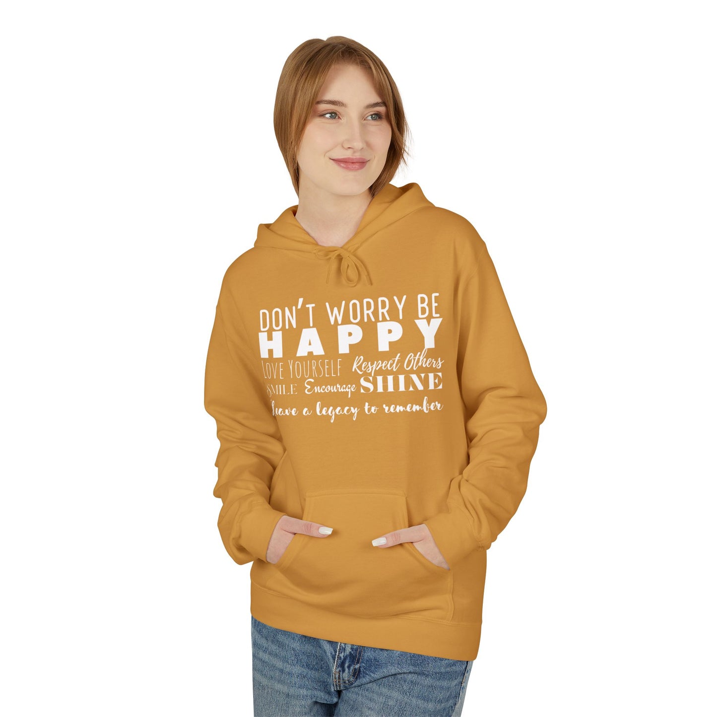"Happy" Cozy Unisex Midweight Softstyle Fleece Hoodie