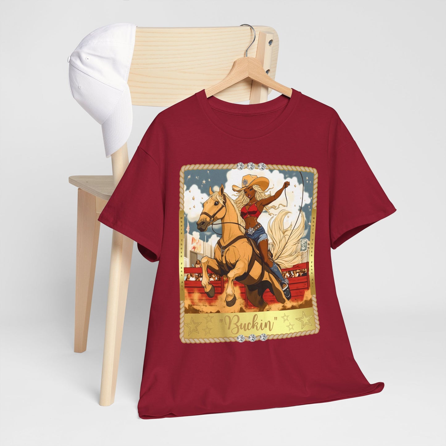 Buchin' Unisex Heavy Cotton Tee - Fun Western Cowboy T-Shirt
