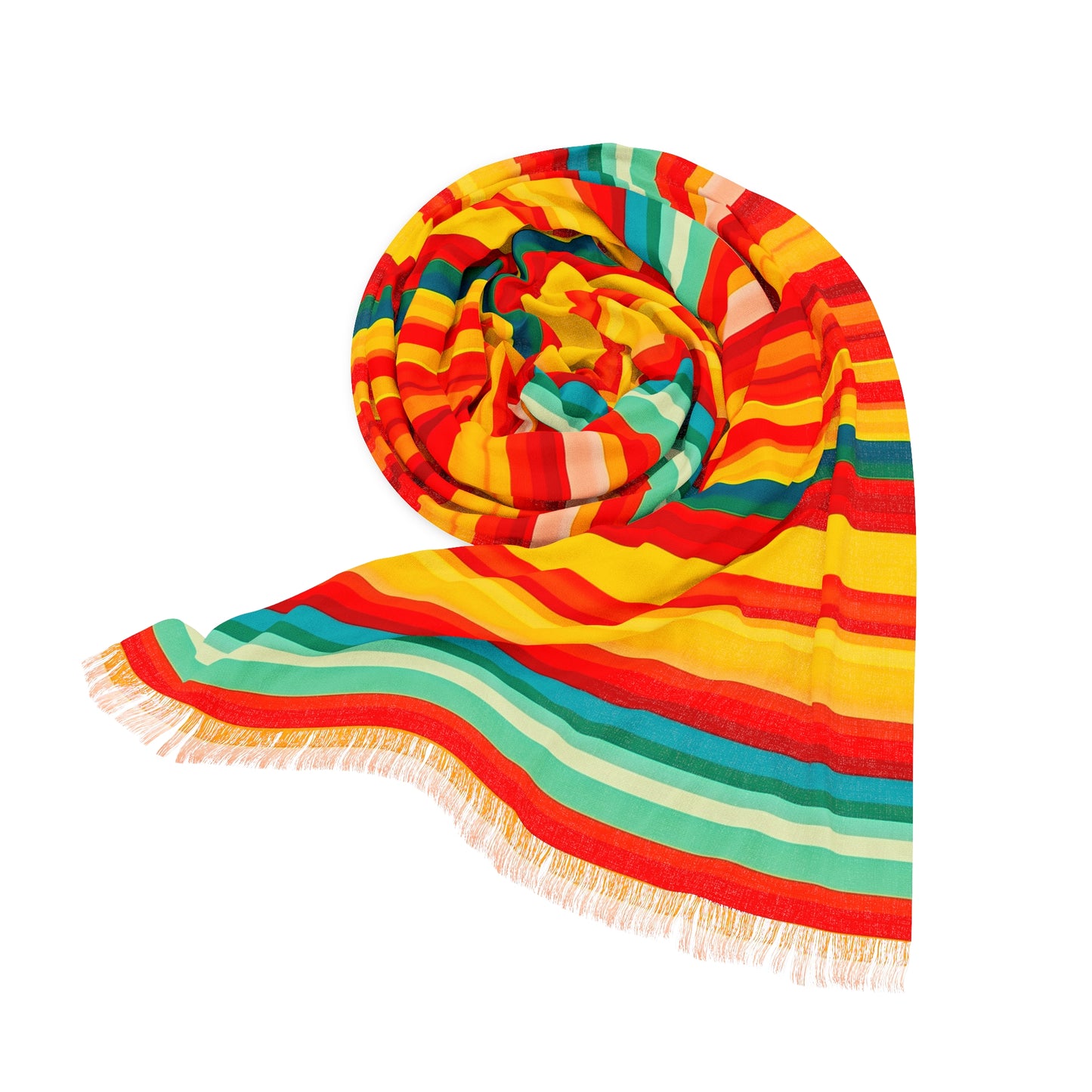 Orange and Red and Green Stripes Light Scarf