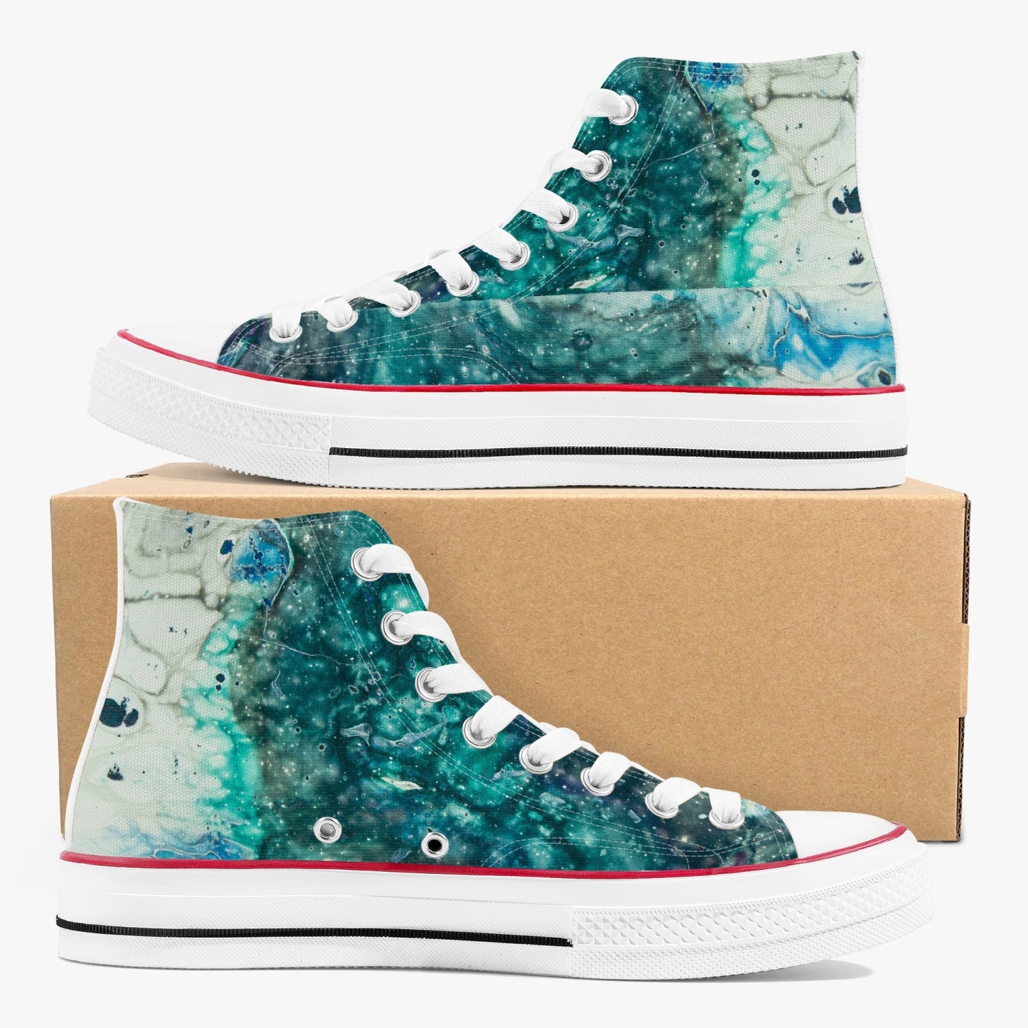 Ink Dripped High-Top Canvas Shoes