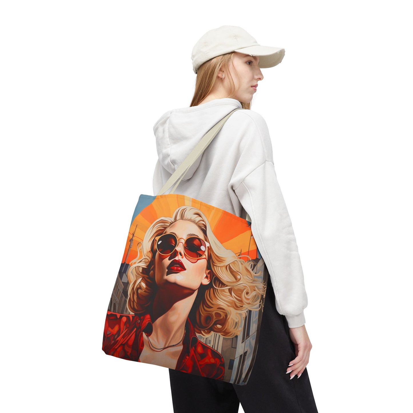 Retro Glam Tote Bag — Vintage Blonde Sunglasses Art AOP
