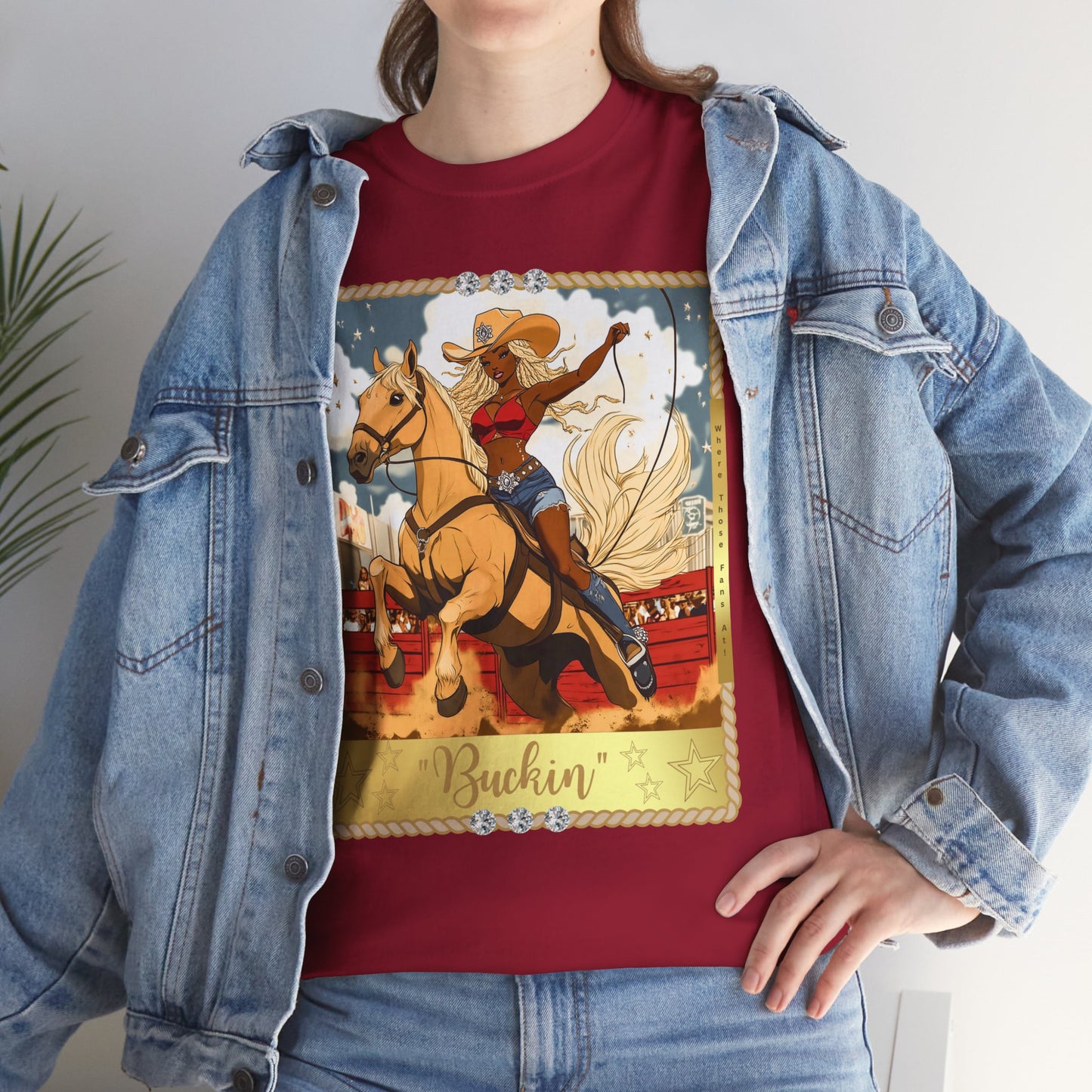 Buchin' Unisex Heavy Cotton Tee - Fun Western Cowboy T-Shirt