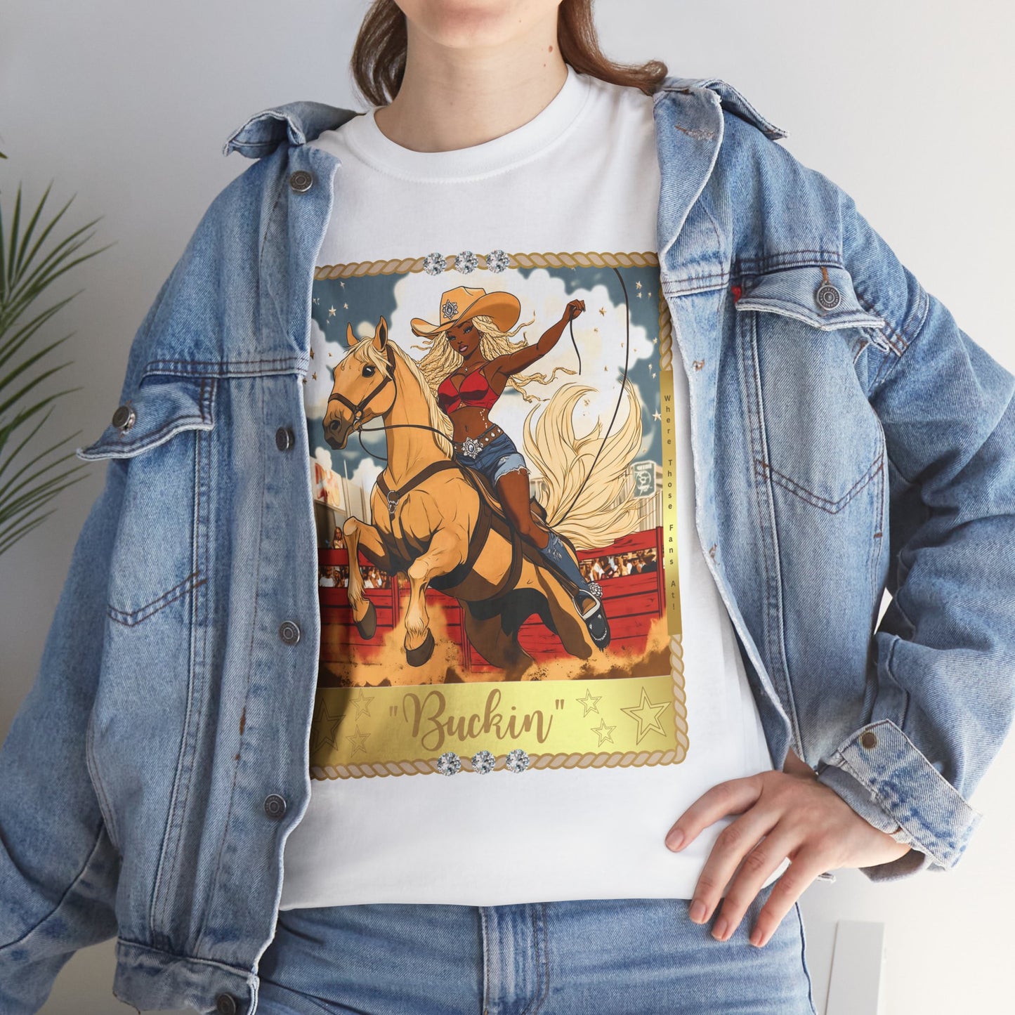 Buchin' Unisex Heavy Cotton Tee - Fun Western Cowboy T-Shirt