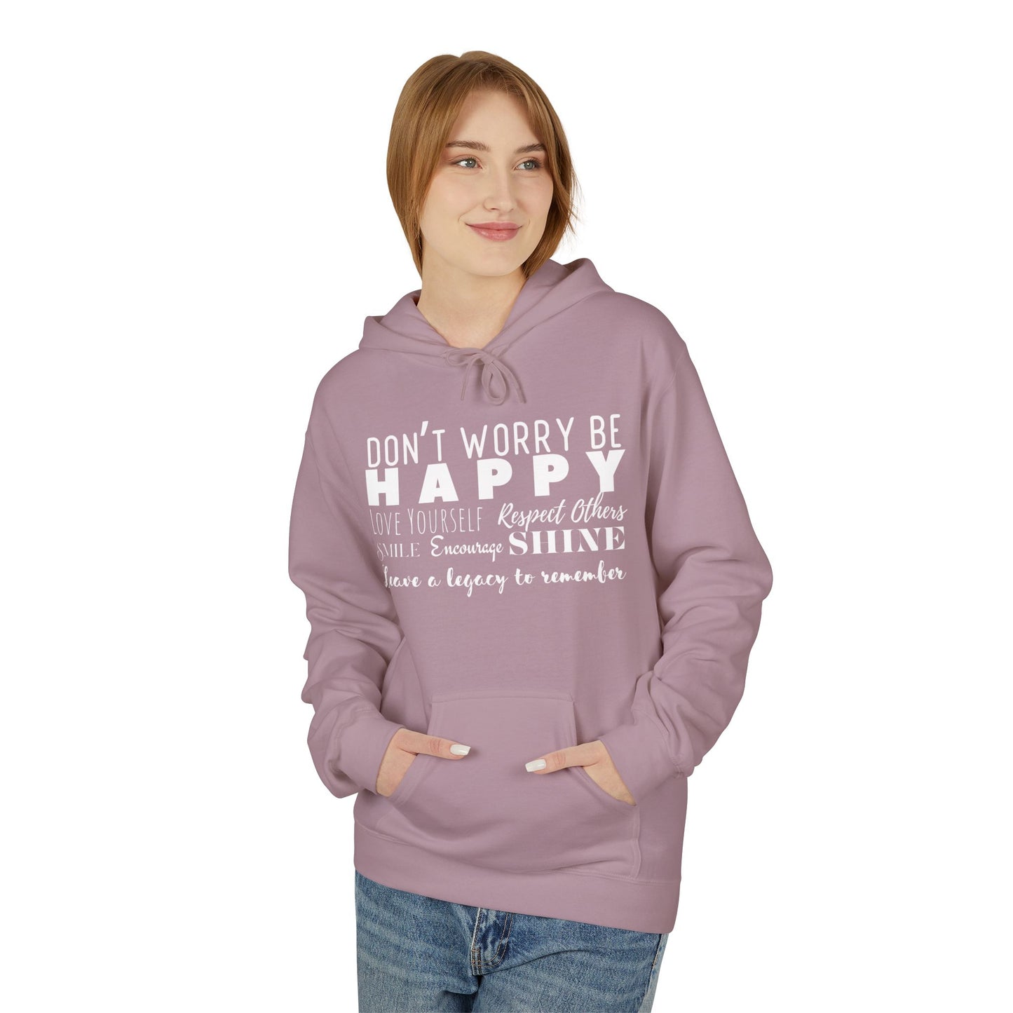 "Happy" Cozy Unisex Midweight Softstyle Fleece Hoodie