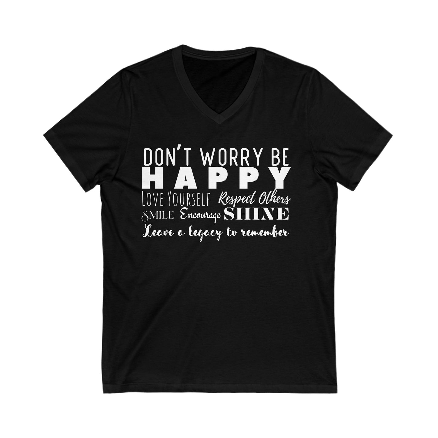 Happy Unisex Short Sleeve V-Neck Tee