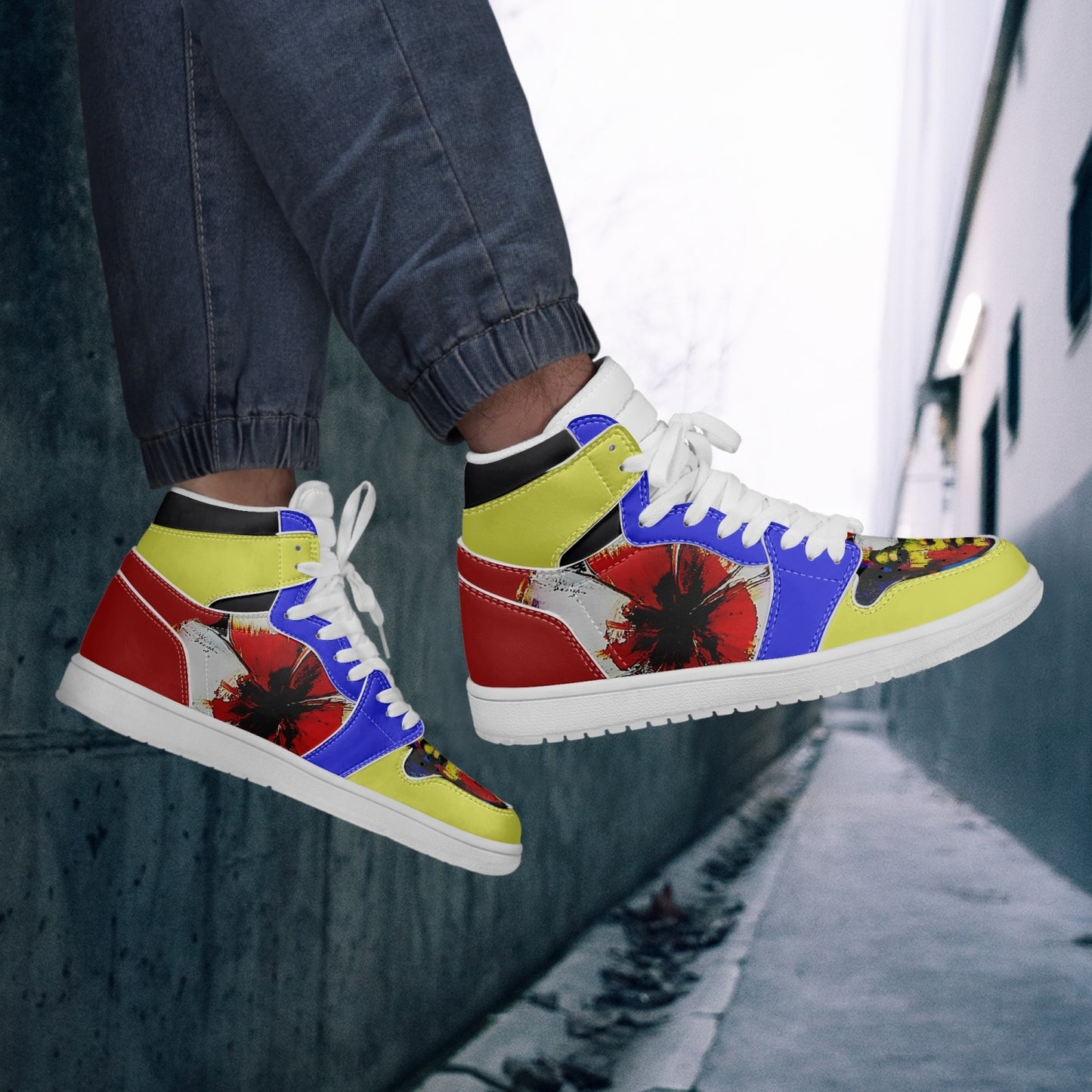 Lady Rose High-Top Leather Sneakers - White