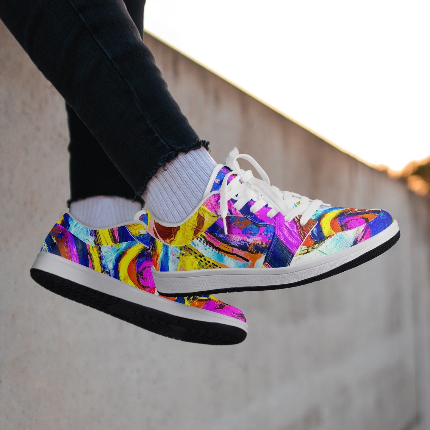 Rhythm of Life Low-Top Leather Sneakers - White/Black