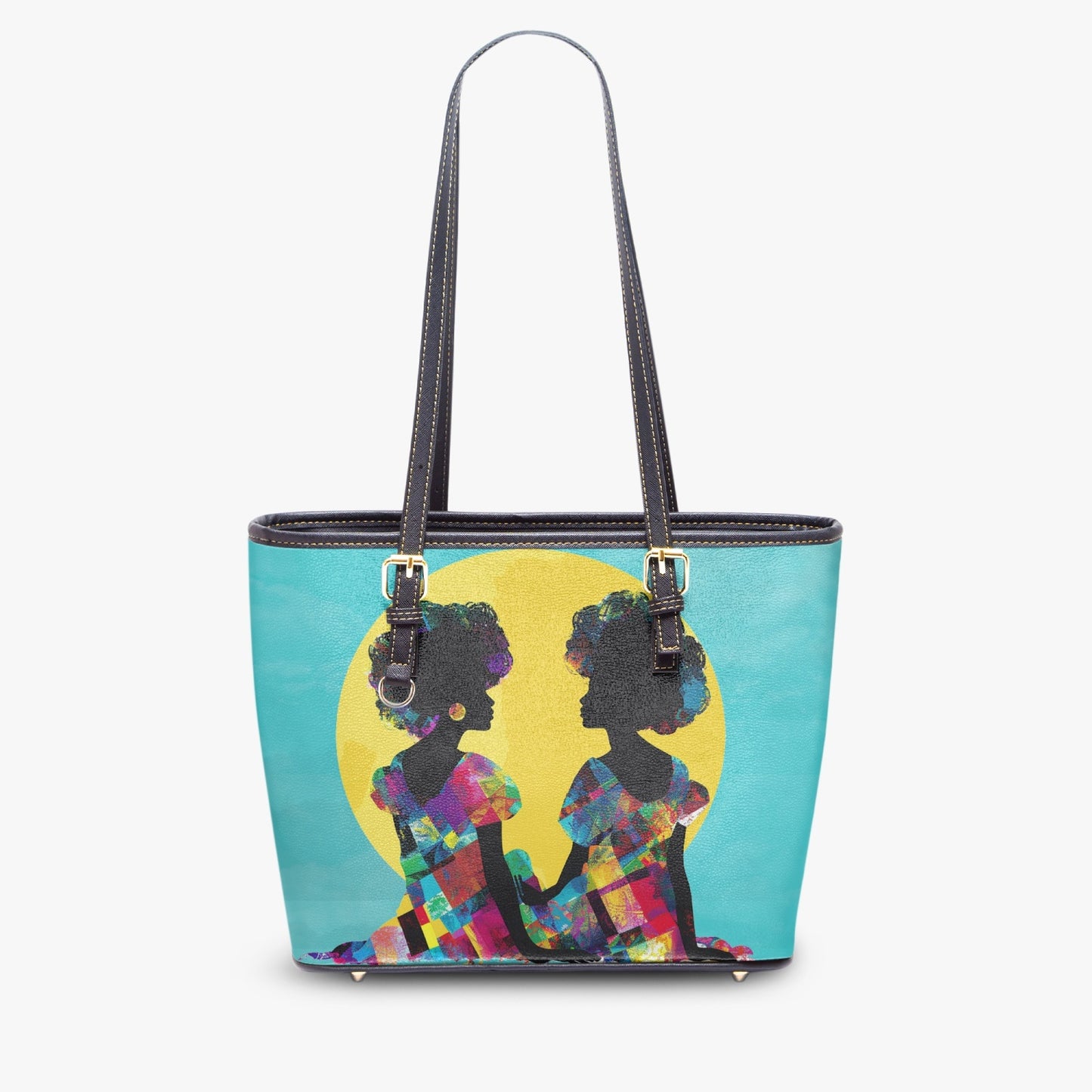 Friends for life. Medium Leather Tote Bag for Women