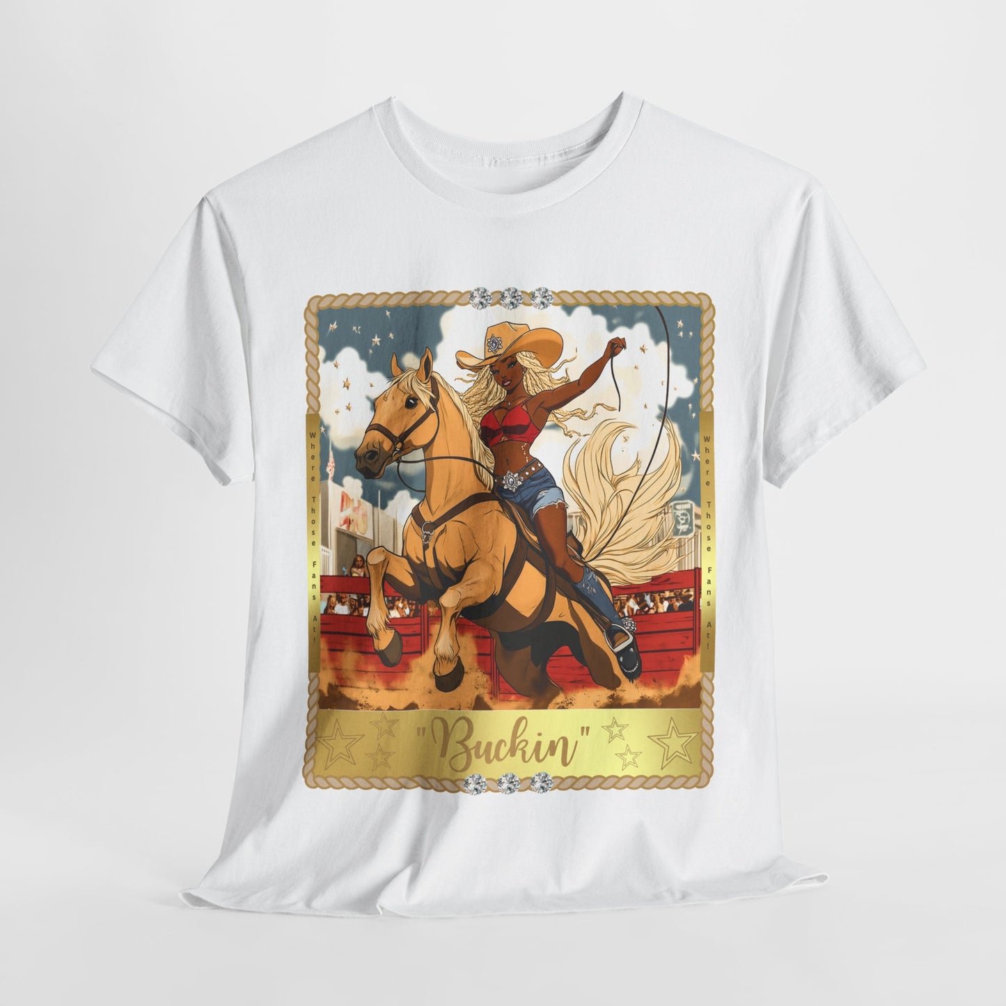 Buchin' Unisex Heavy Cotton Tee - Fun Western Cowboy T-Shirt