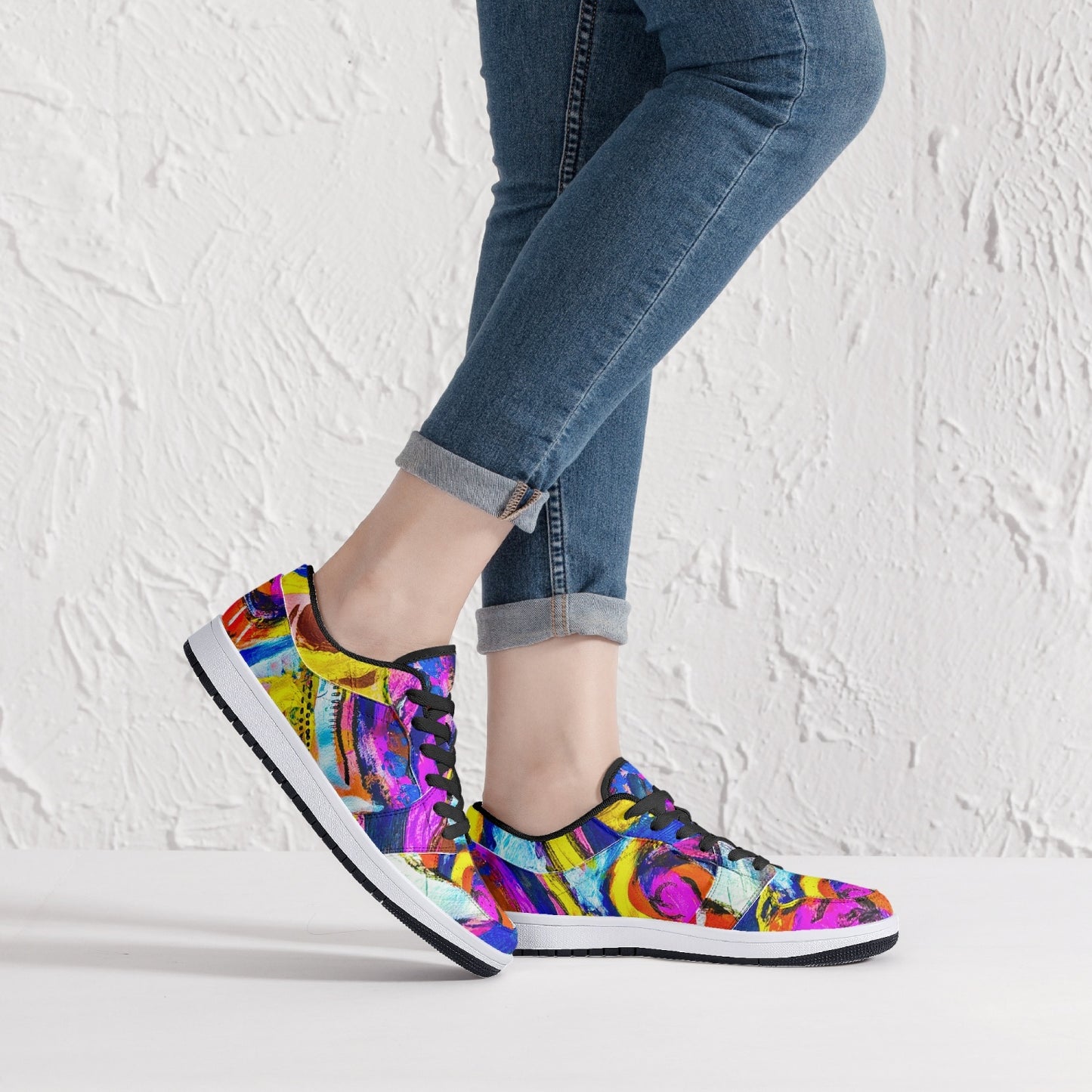 Rhythm of Life Low-Top Leather Sneakers - White/Black