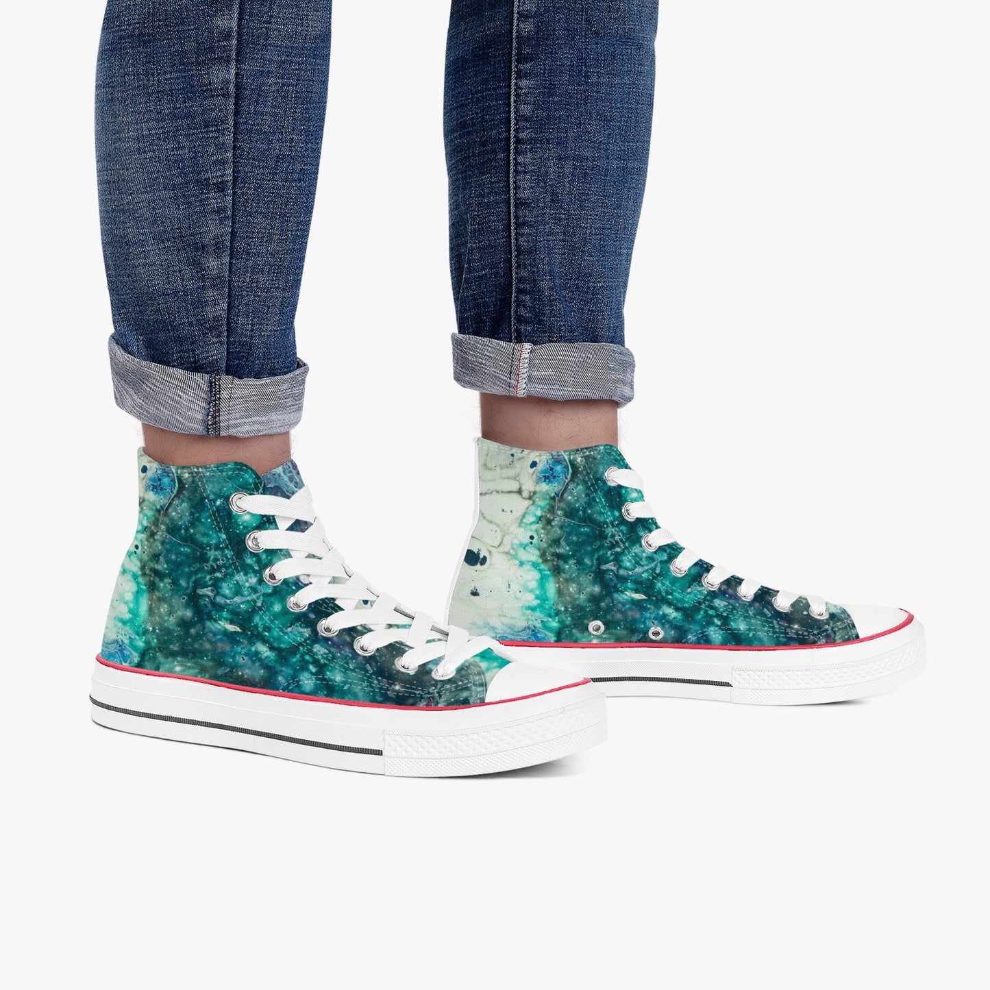 Ink Dripped High-Top Canvas Shoes