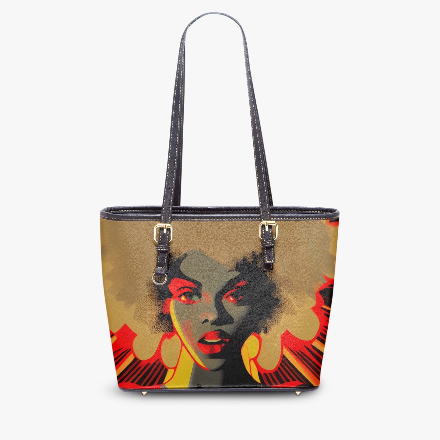 Psychedelic Woman Medium Leather Tote Bag for Women