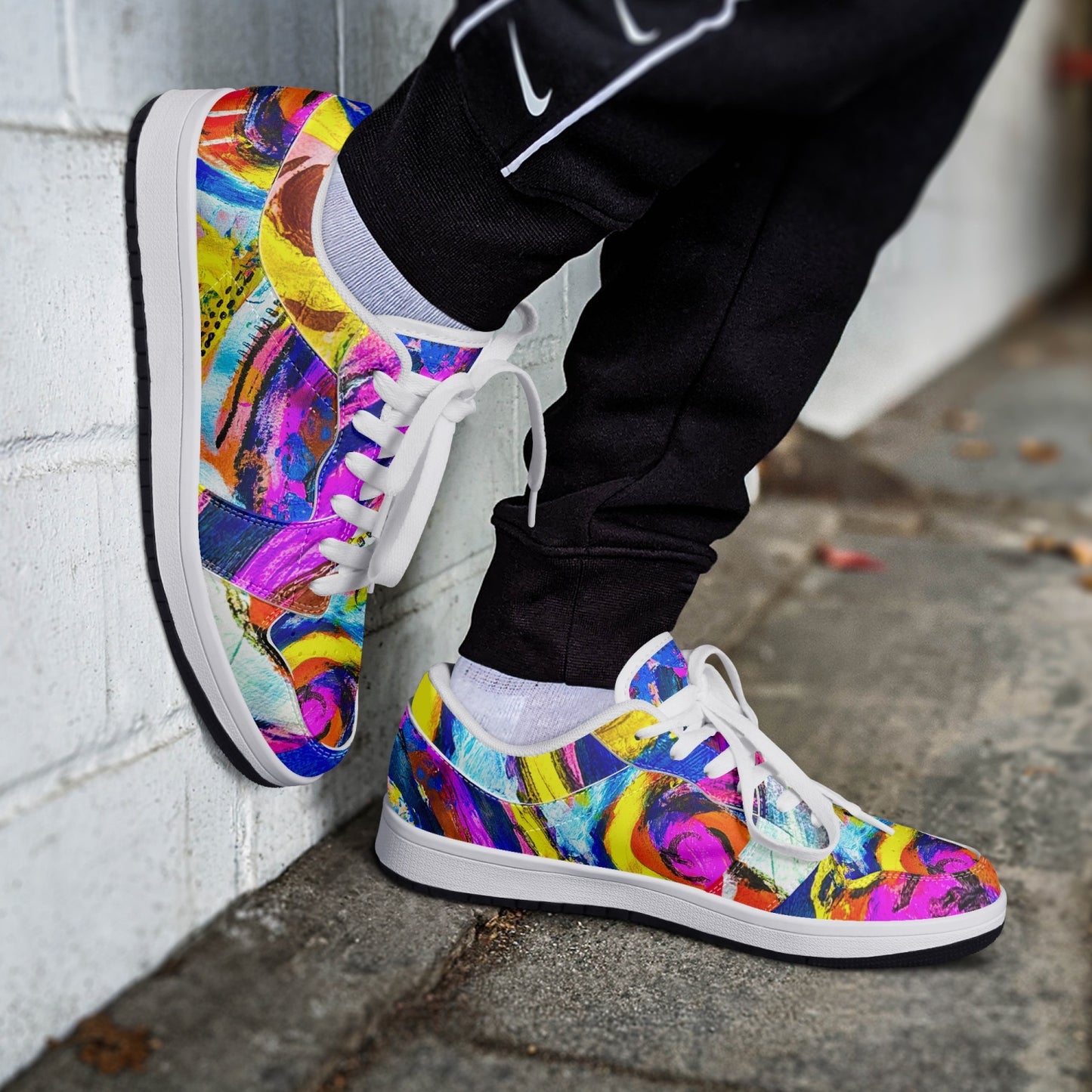 Rhythm of Life Low-Top Leather Sneakers - White/Black
