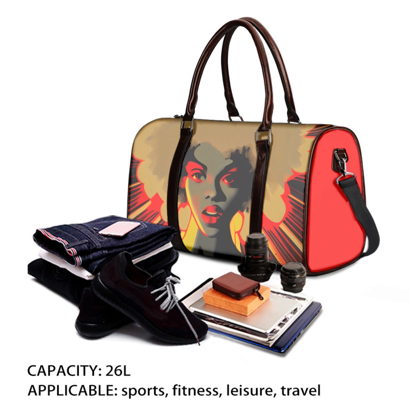 Psychedelic Woman Duffle Bag Red