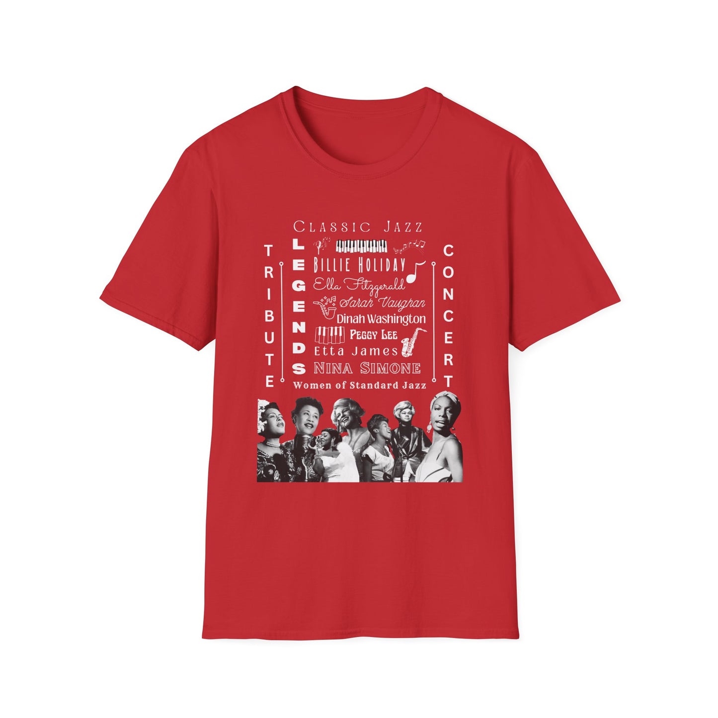 Classic Jazz Legends Tribute T-Shirt — Vintage Female Jazz Vocalists Concert Tee