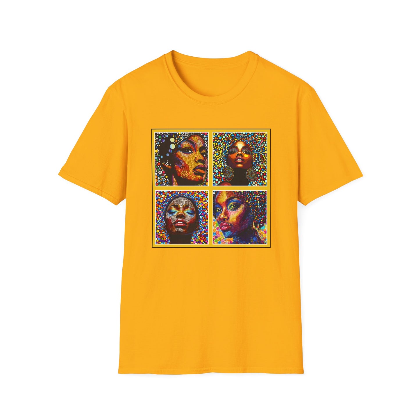 Faces of of Multi Color Softstyle T-Shirt