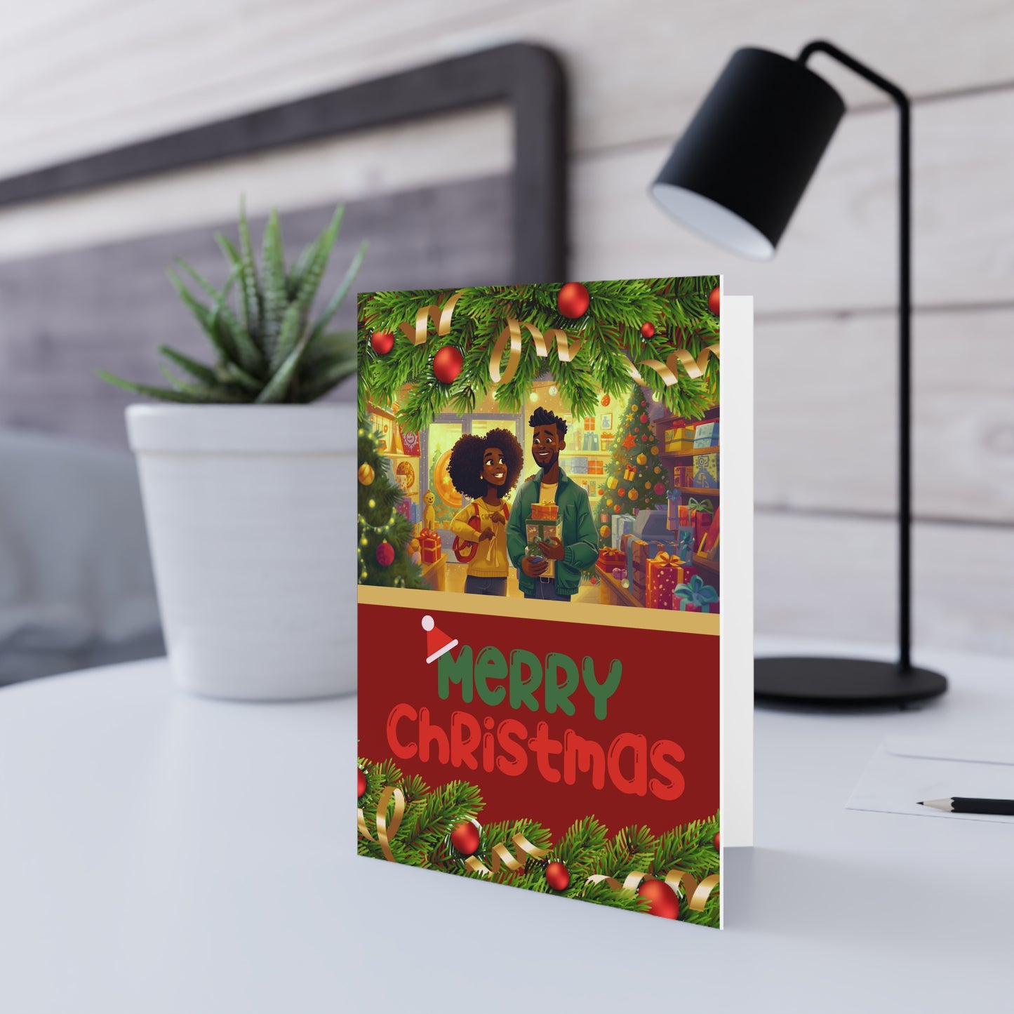 Merry Christmas Greeting Card — Festive Couple Holiday Card