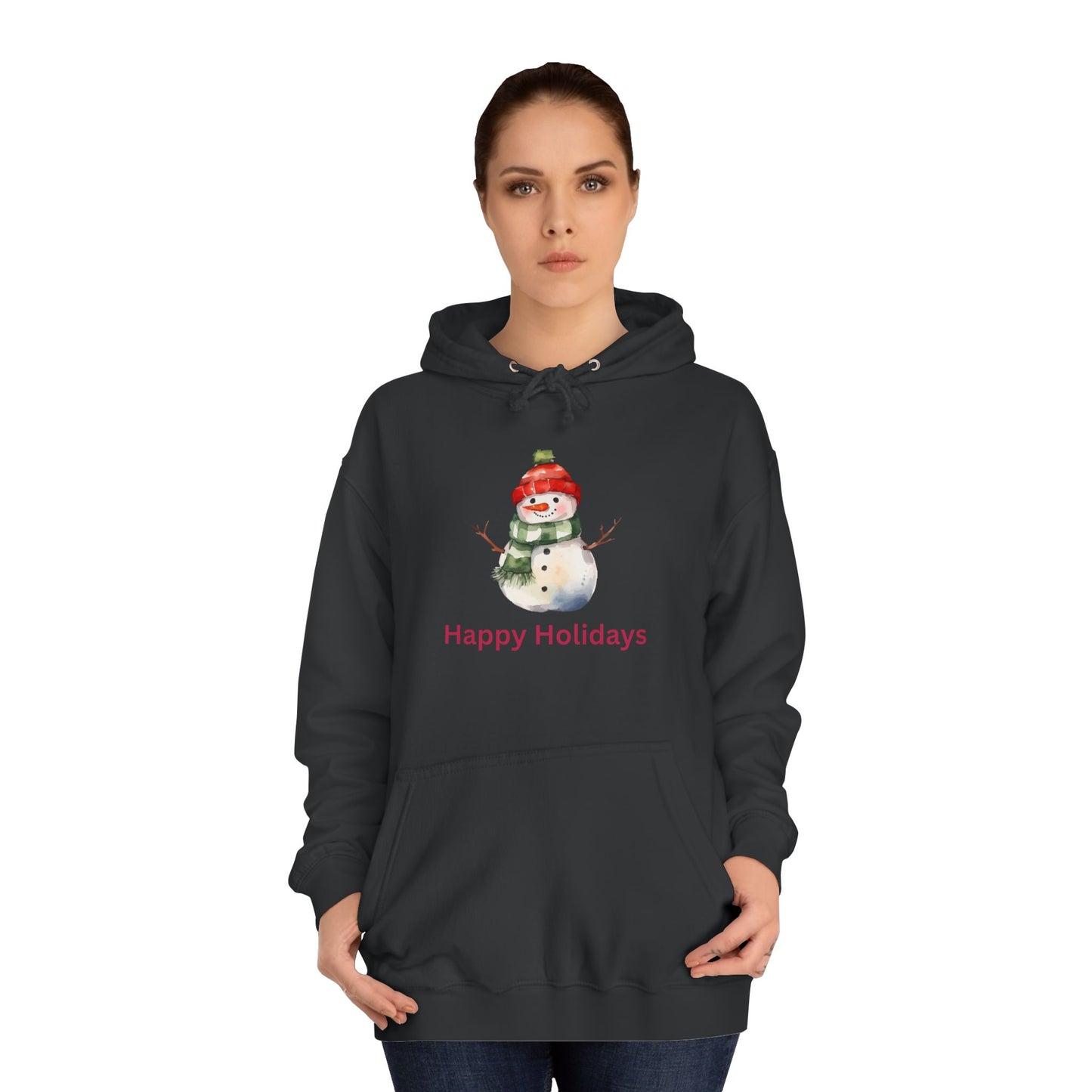 Happy Holidays Snowman Unisex College Hoodie