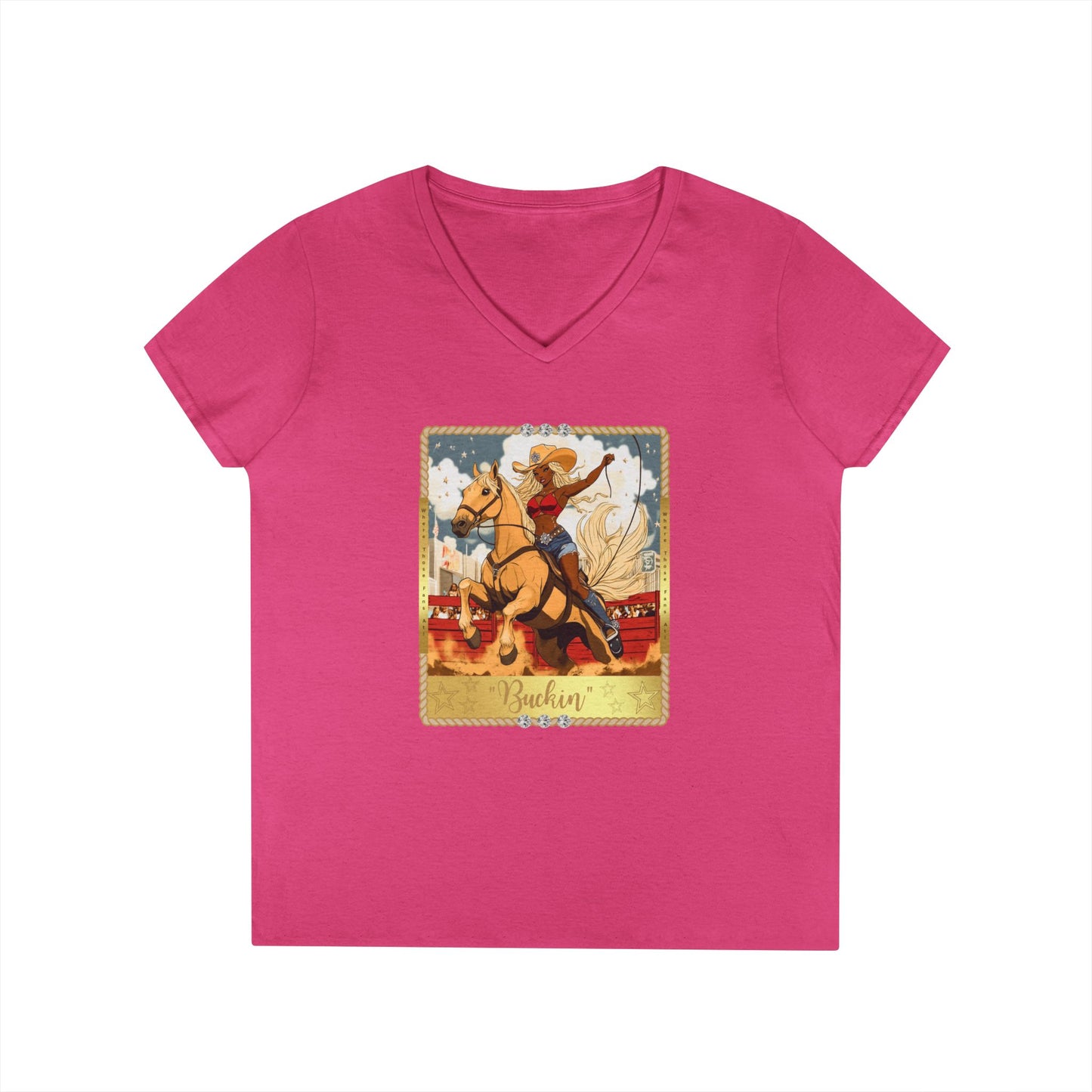 Vintage Cowgirl V-Neck T-Shirt, Cute Graphic Tee, Western Style Shirt, Country Outfit, Gift for Horse Lovers, Summer Fashion