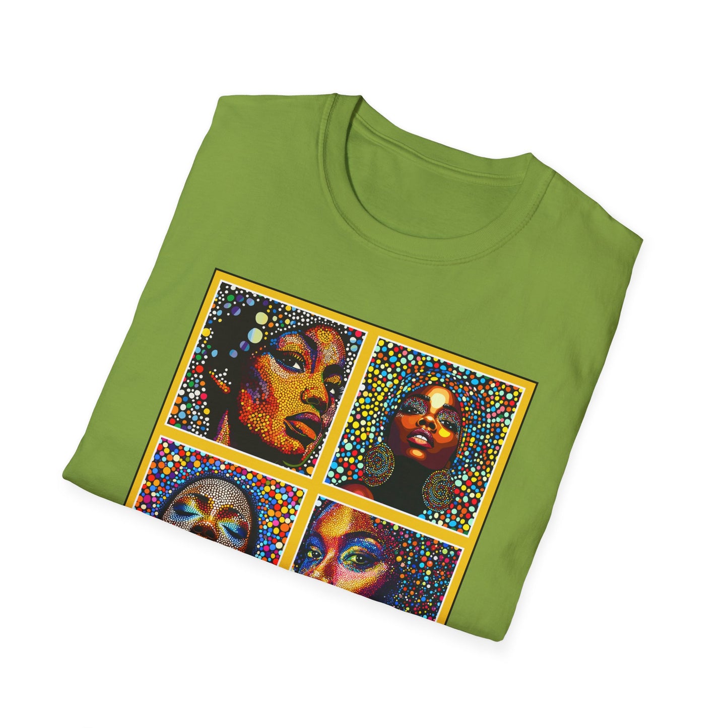 Faces of of Multi Color Softstyle T-Shirt