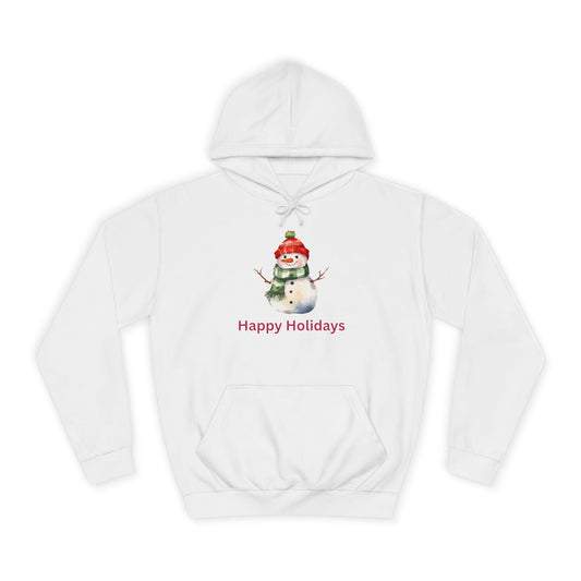 Happy Holidays Snowman Unisex College Hoodie