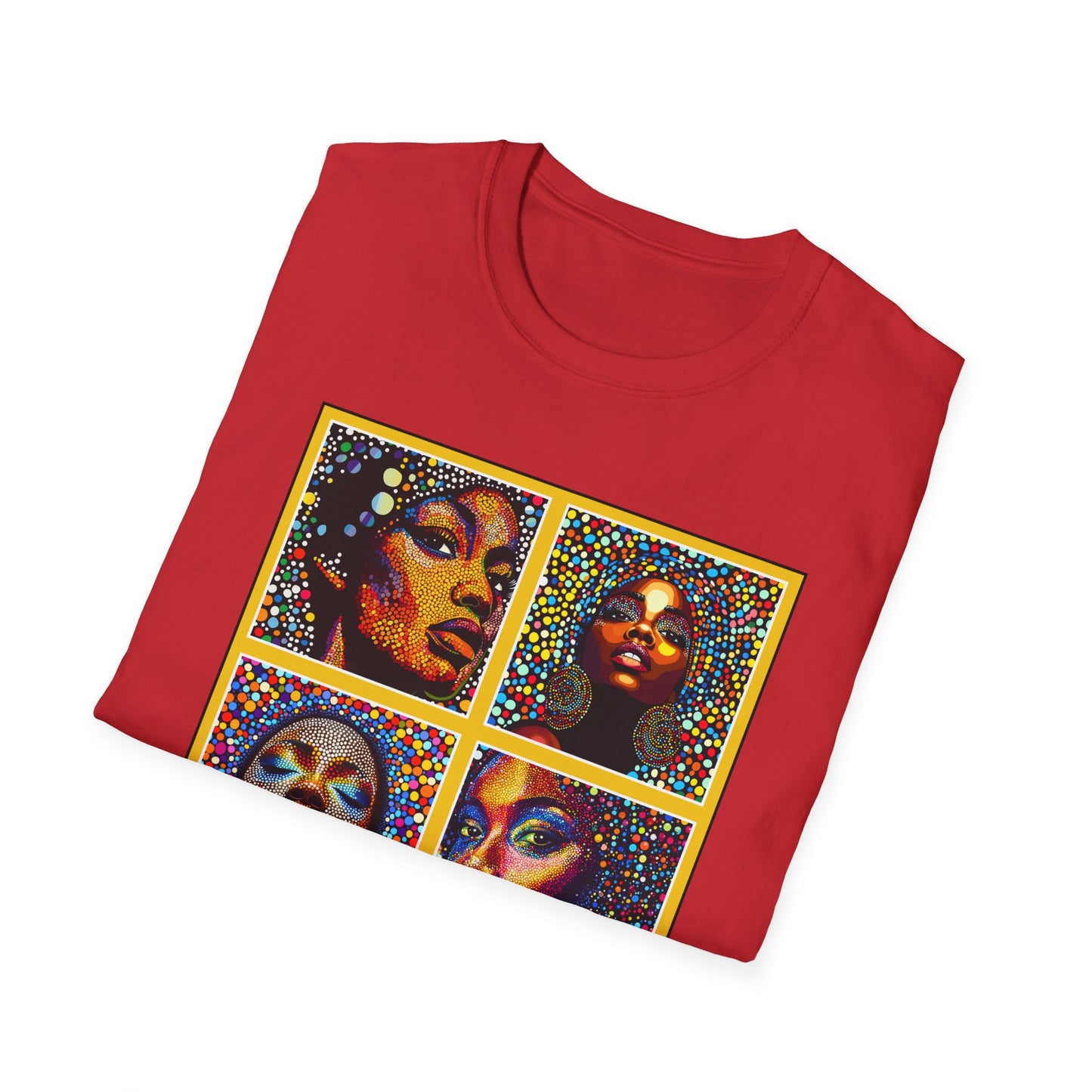 Faces of of Multi Color Softstyle T-Shirt