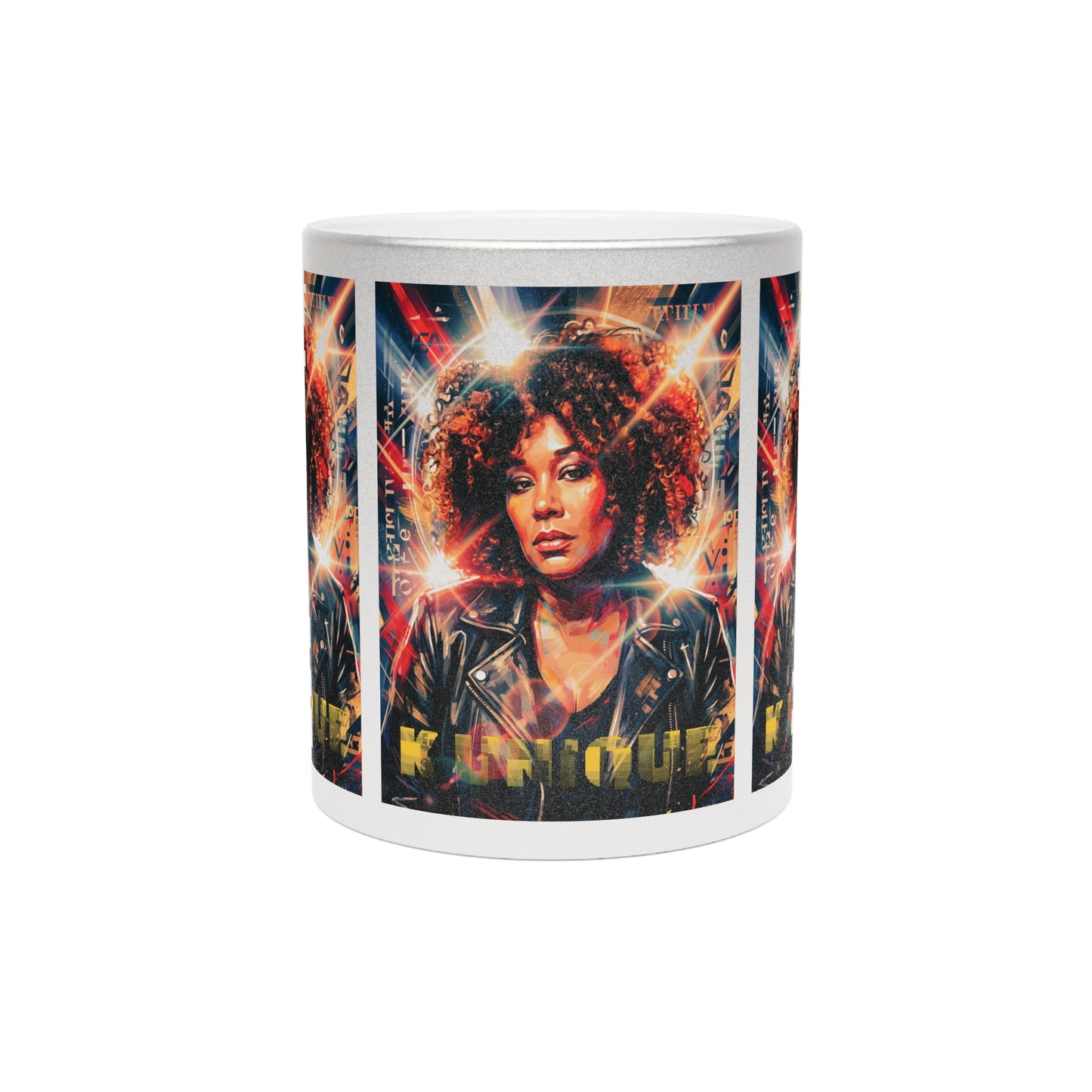Metallic Mug — 'K Unique' Retro Portrait Coffee Cup