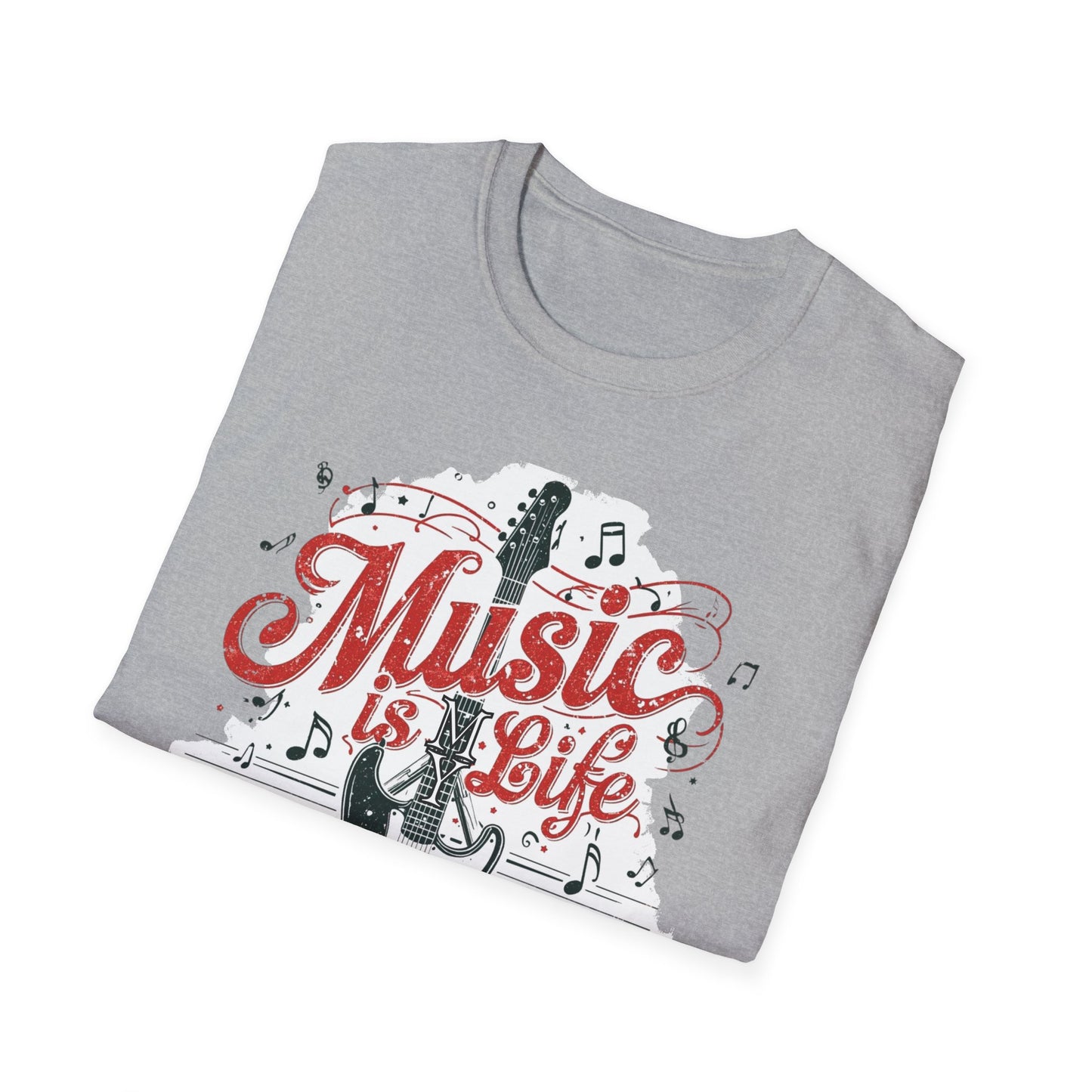 Music Is My Life Guitar T‑Shirt — Vintage Electric Guitar & Piano Music Tee