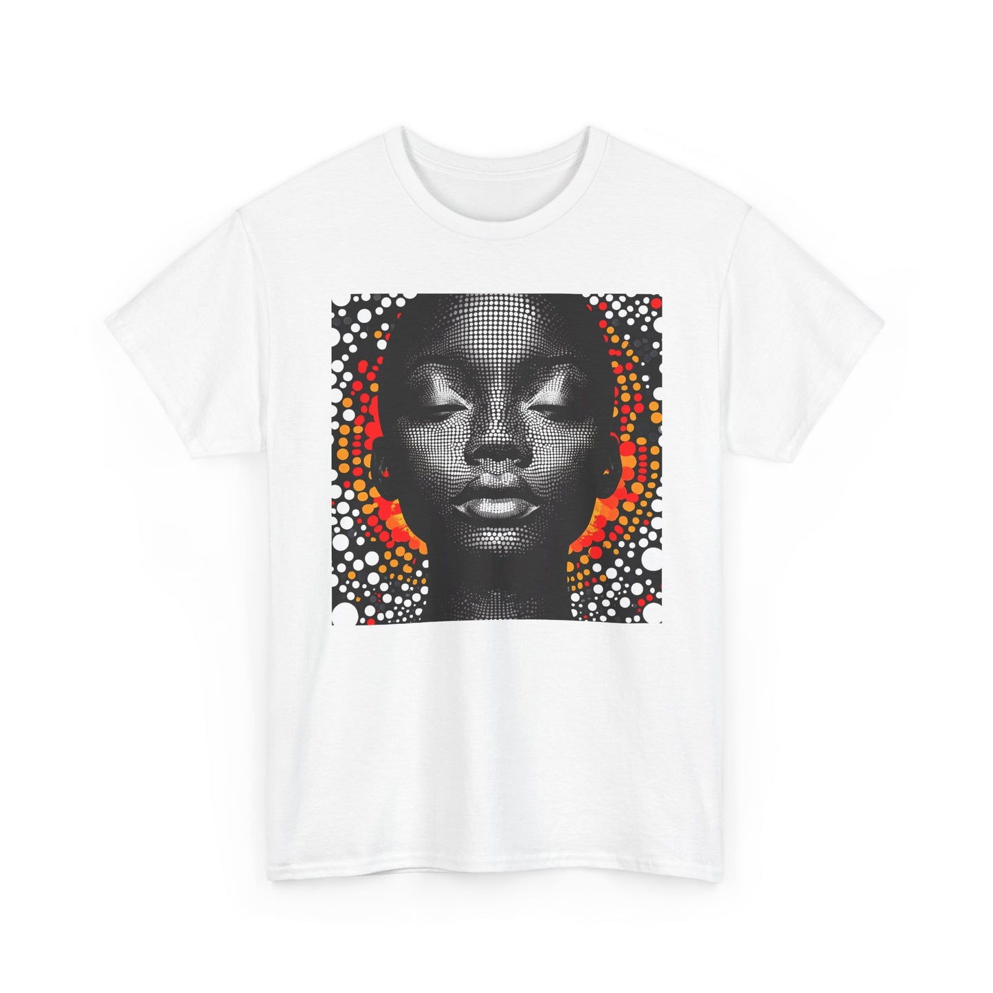 Afrocentric Dot Art Portrait Tee — Bold Black Woman Graphic T‑Shirt