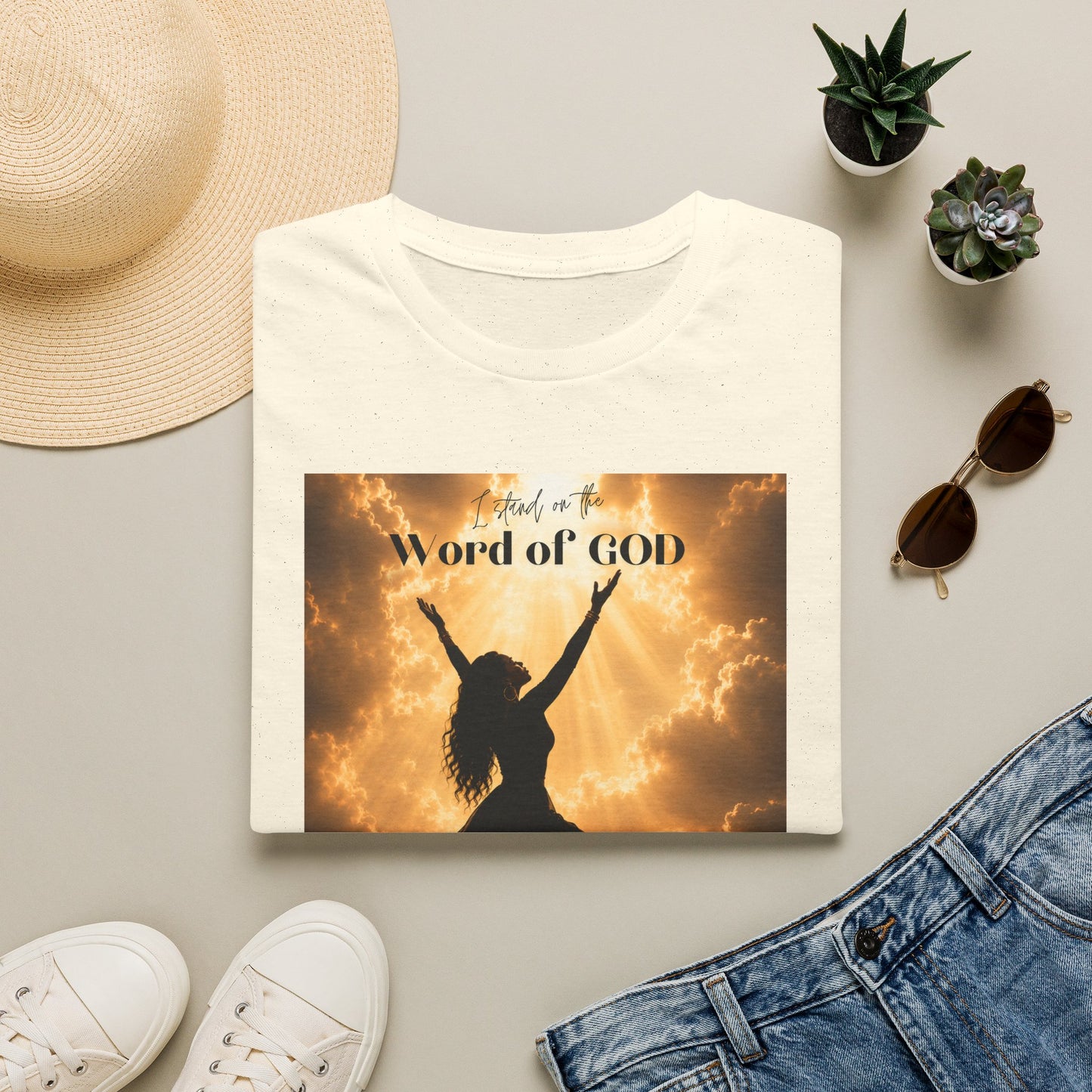 Faith Graphic T-Shirt — ‘I Stand on the Word of GOD’ Inspirational Praise Design
