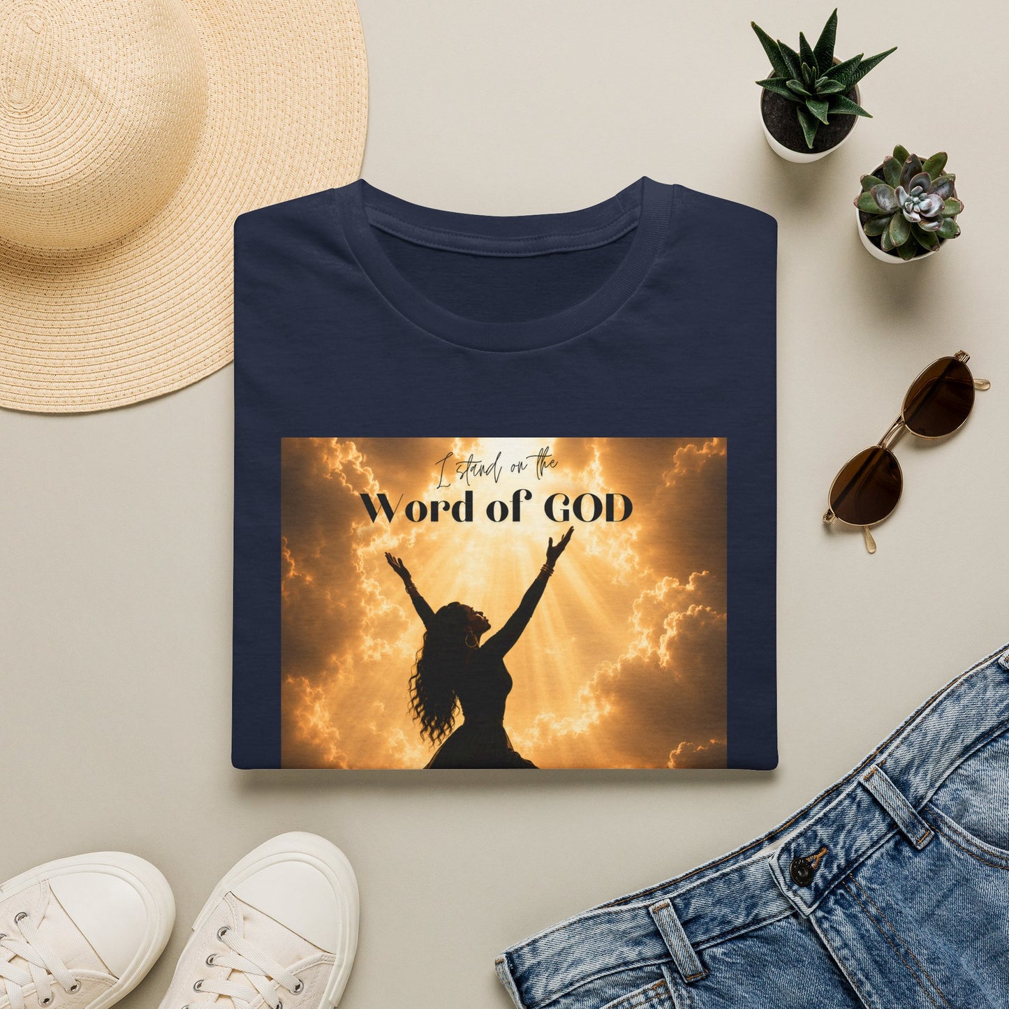 Faith Graphic T-Shirt — ‘I Stand on the Word of GOD’ Inspirational Praise Design