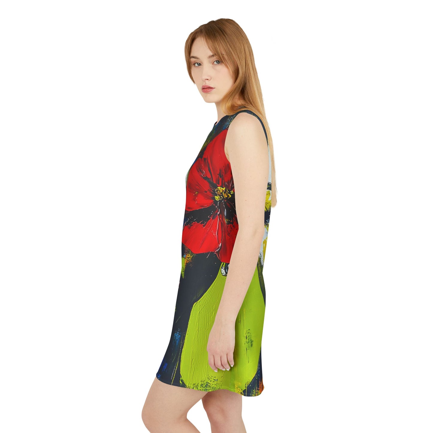 WAMF - Red Flame Rose Sleeveless Dress