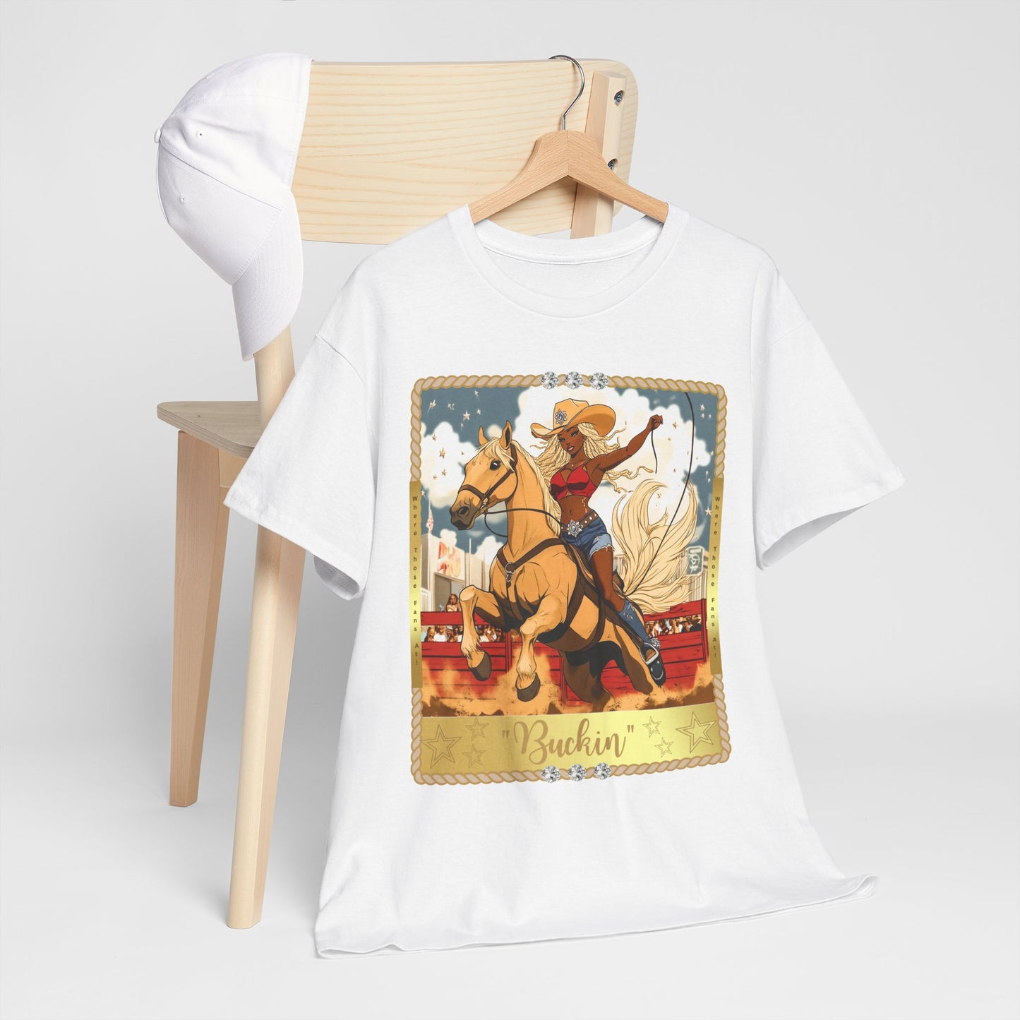 Buchin' Unisex Heavy Cotton Tee - Fun Western Cowboy T-Shirt
