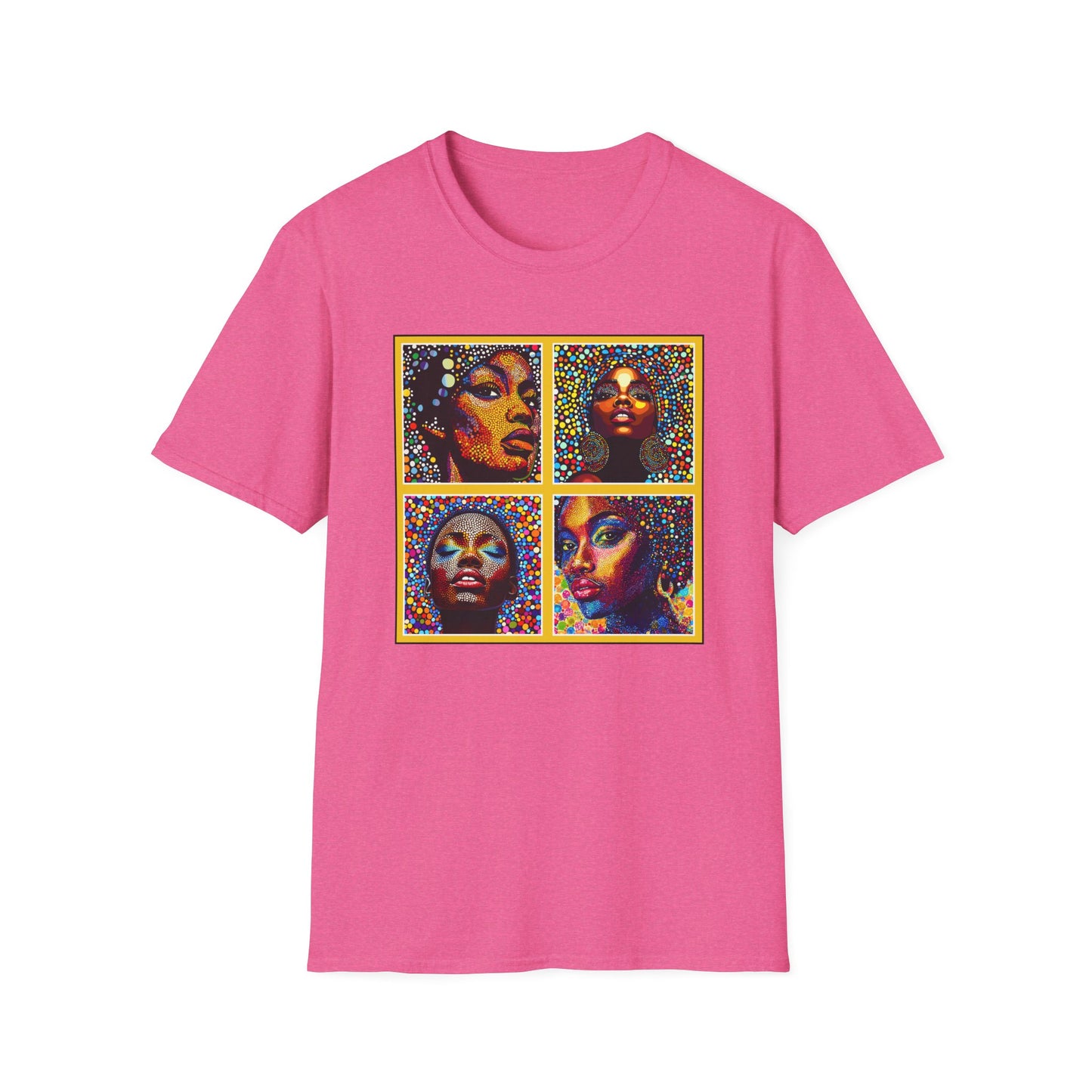 Faces of of Multi Color Softstyle T-Shirt