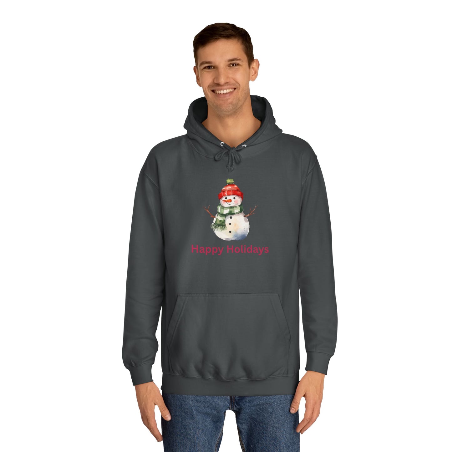 Happy Holidays Snowman Unisex College Hoodie