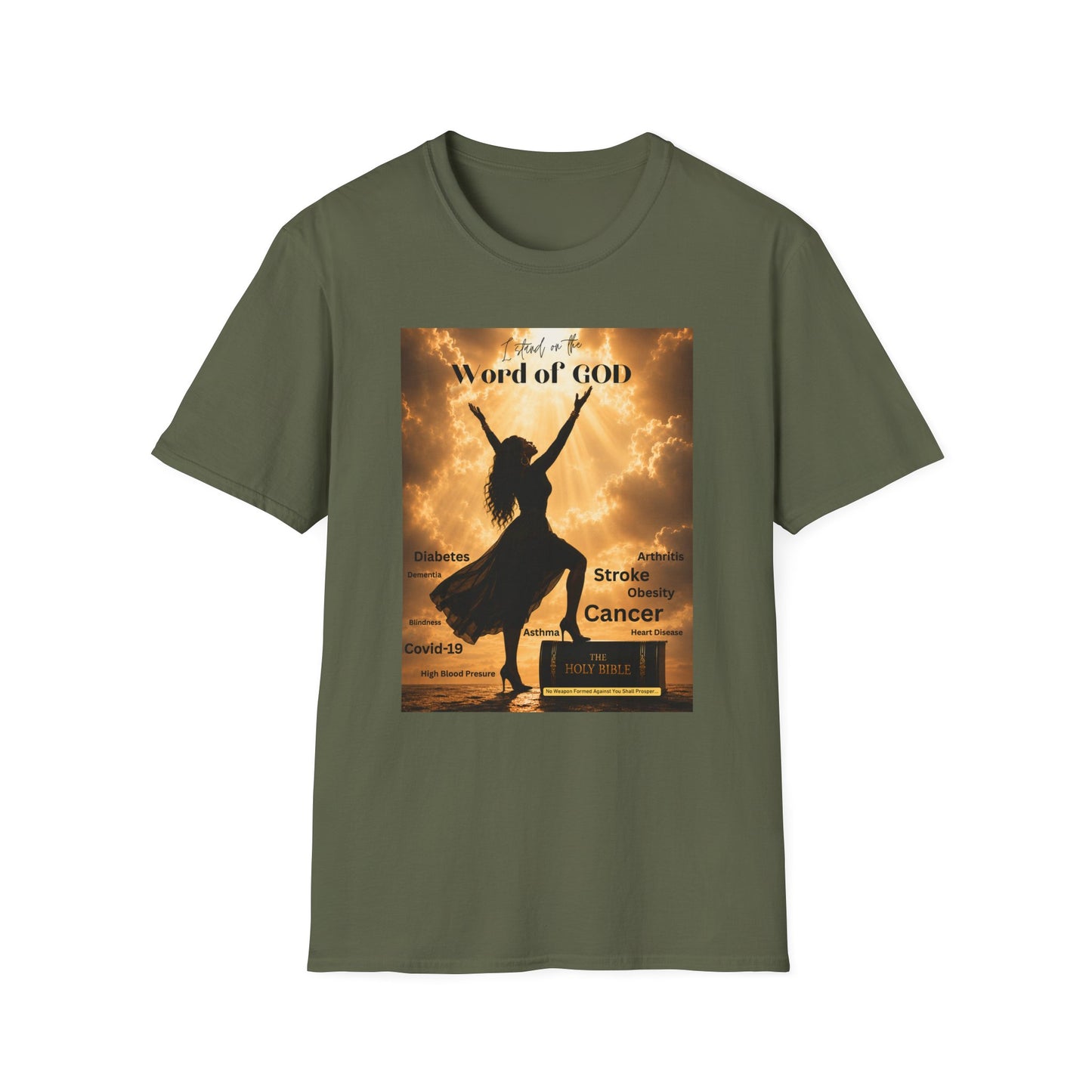 Faith Graphic T-Shirt — ‘I Stand on the Word of GOD’ Inspirational Praise Design