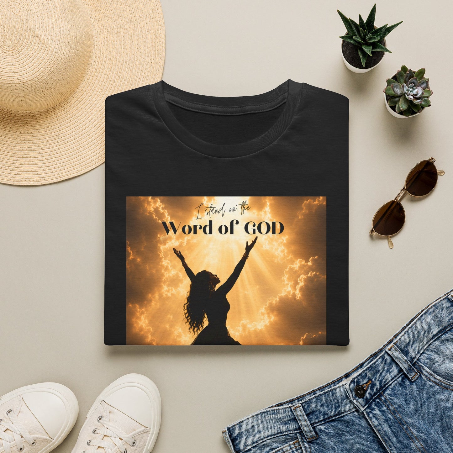Faith Graphic T-Shirt — ‘I Stand on the Word of GOD’ Inspirational Praise Design