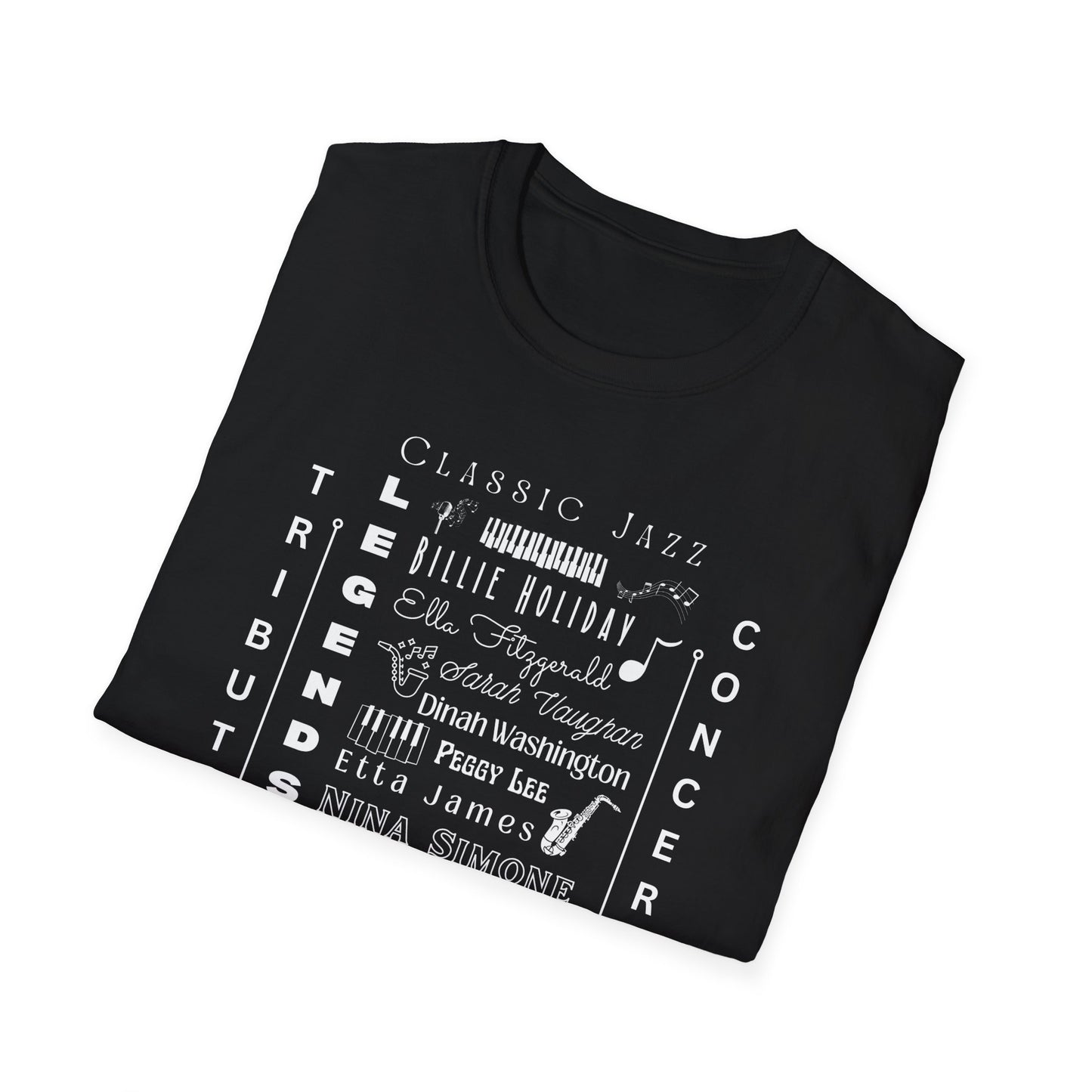 Classic Jazz Legends Tribute T-Shirt — Vintage Female Jazz Vocalists Concert Tee