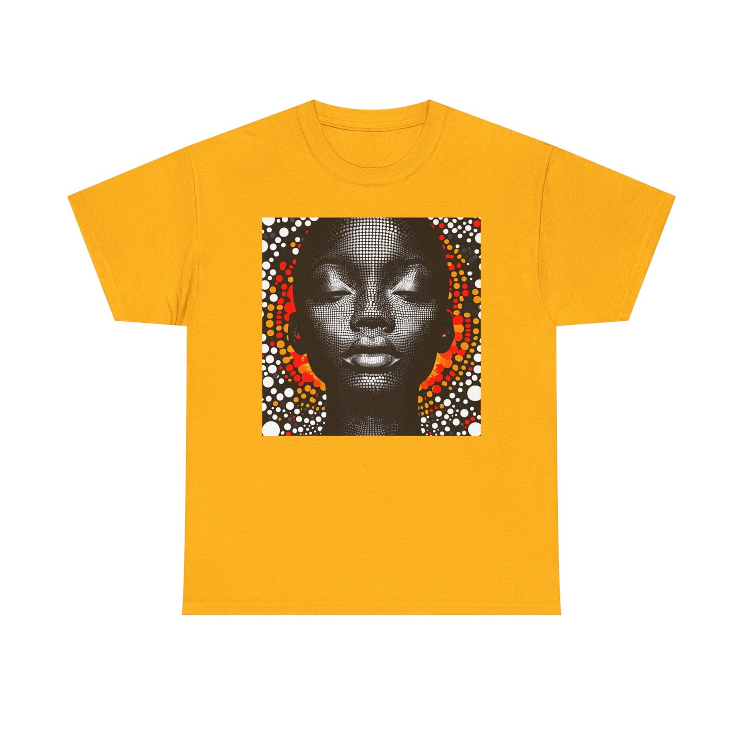 Afrocentric Dot Art Portrait Tee — Bold Black Woman Graphic T‑Shirt